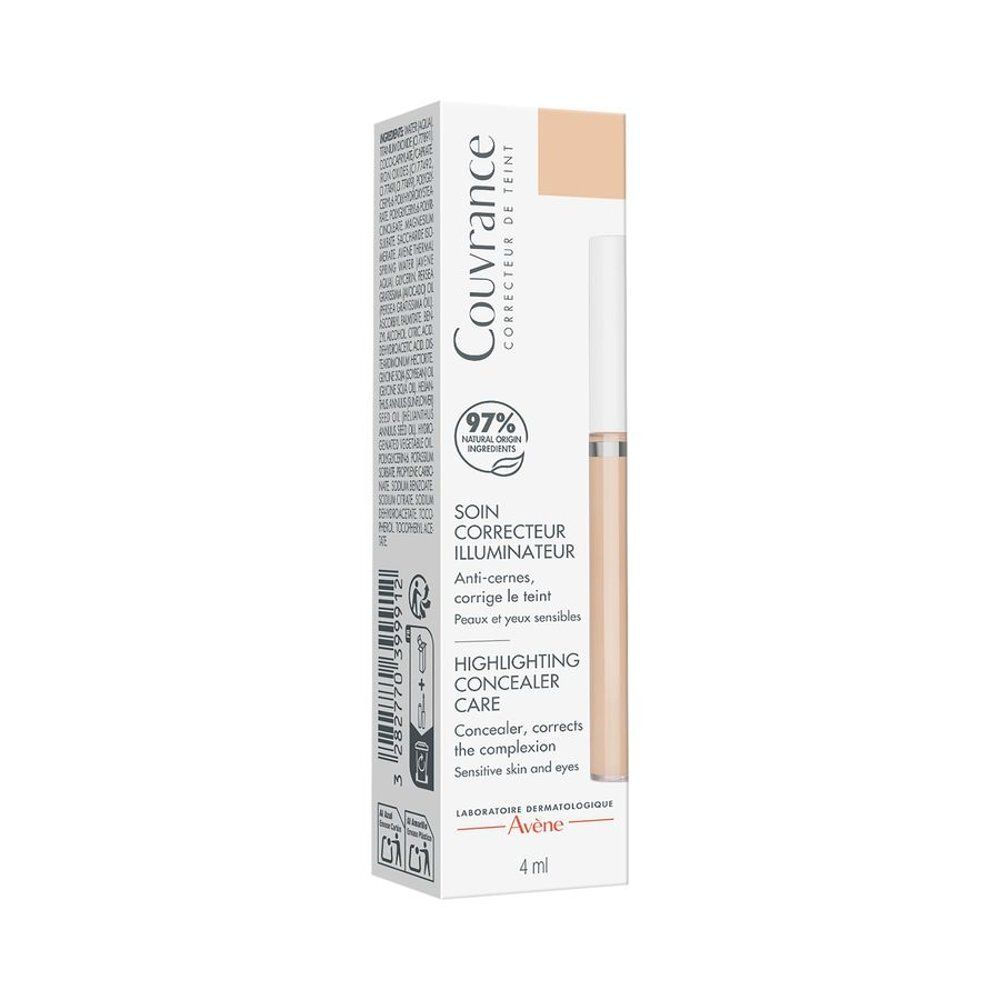Verpakking met concealer. Opschrift Couvrance, 97% natuurlijke ingrediënten.