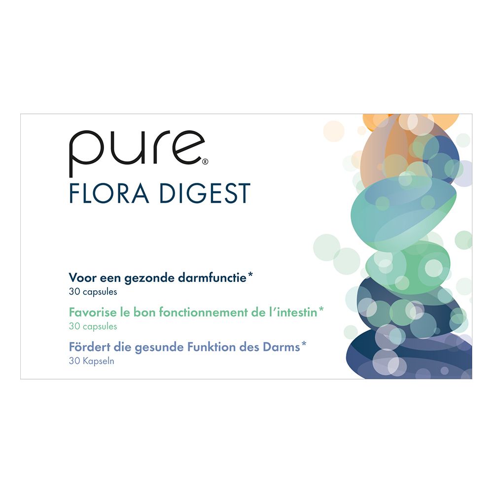 Boîte blanche avec nom du produit et éléments verts. Texte en néerlandais, français et allemand.