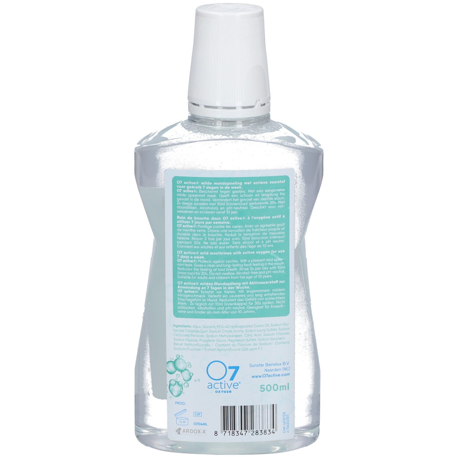 O7 Active® Bain de Bouche Menthe 500 ml collutoire, eau buccale