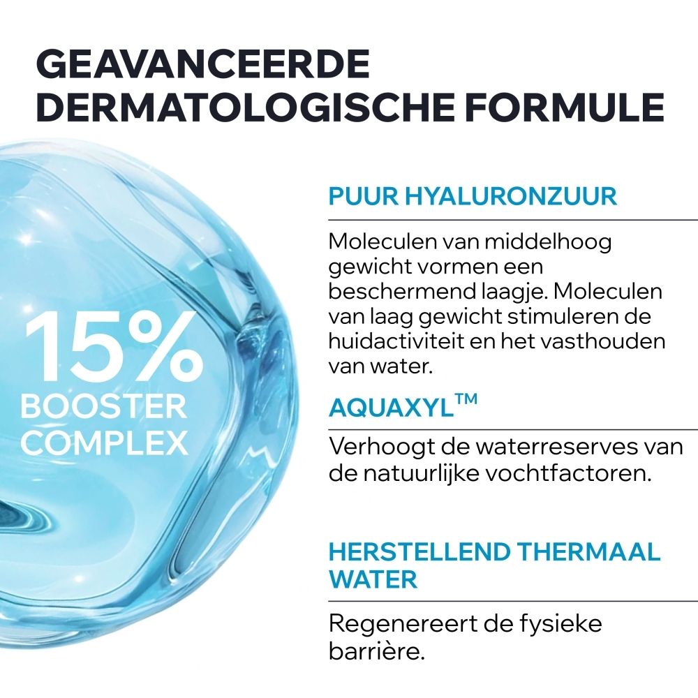 Uriage Eau Thermale Sérum Booster H.A. Voorkant van de kartonnen verpakking met productnaam en druppelflesje.