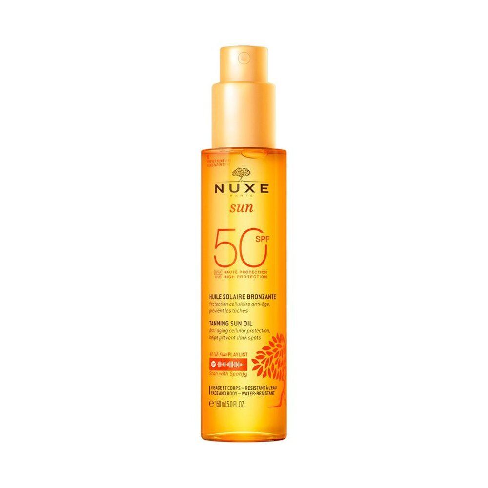 Huile Solaire Nuxe SPF 50, flacon spray 150ml.