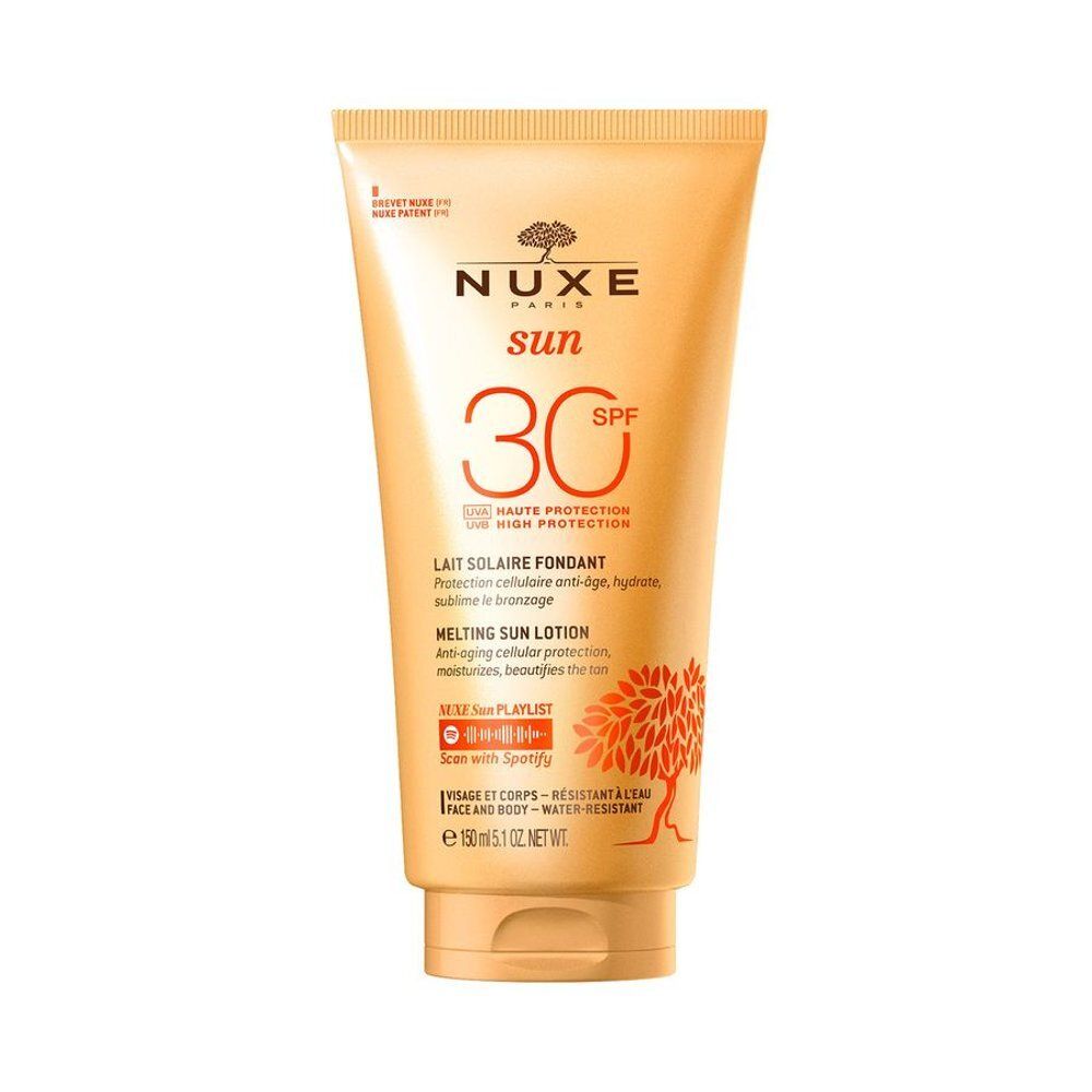 Nuxe Sun Lait Solaire Fondant SPF30, zonnecrème voor gezicht en lichaam.