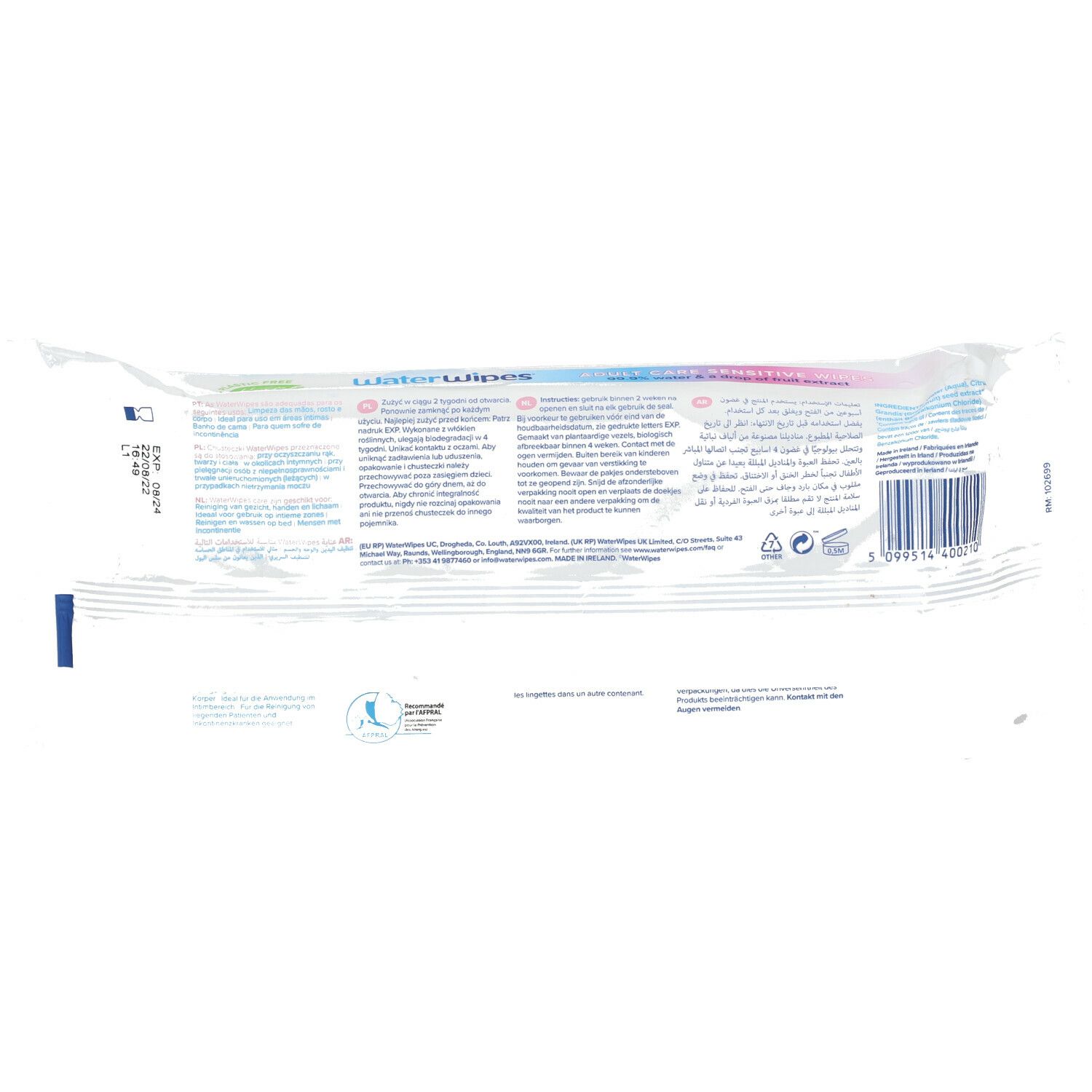 WaterWipes Adult Lingettes Imprégnées Bio