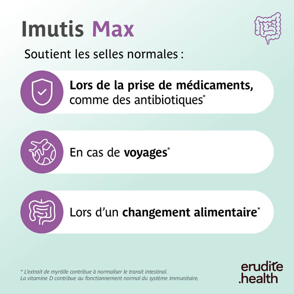 Boîte Imutis Max de 60 gélules, technologie gastro-protect.