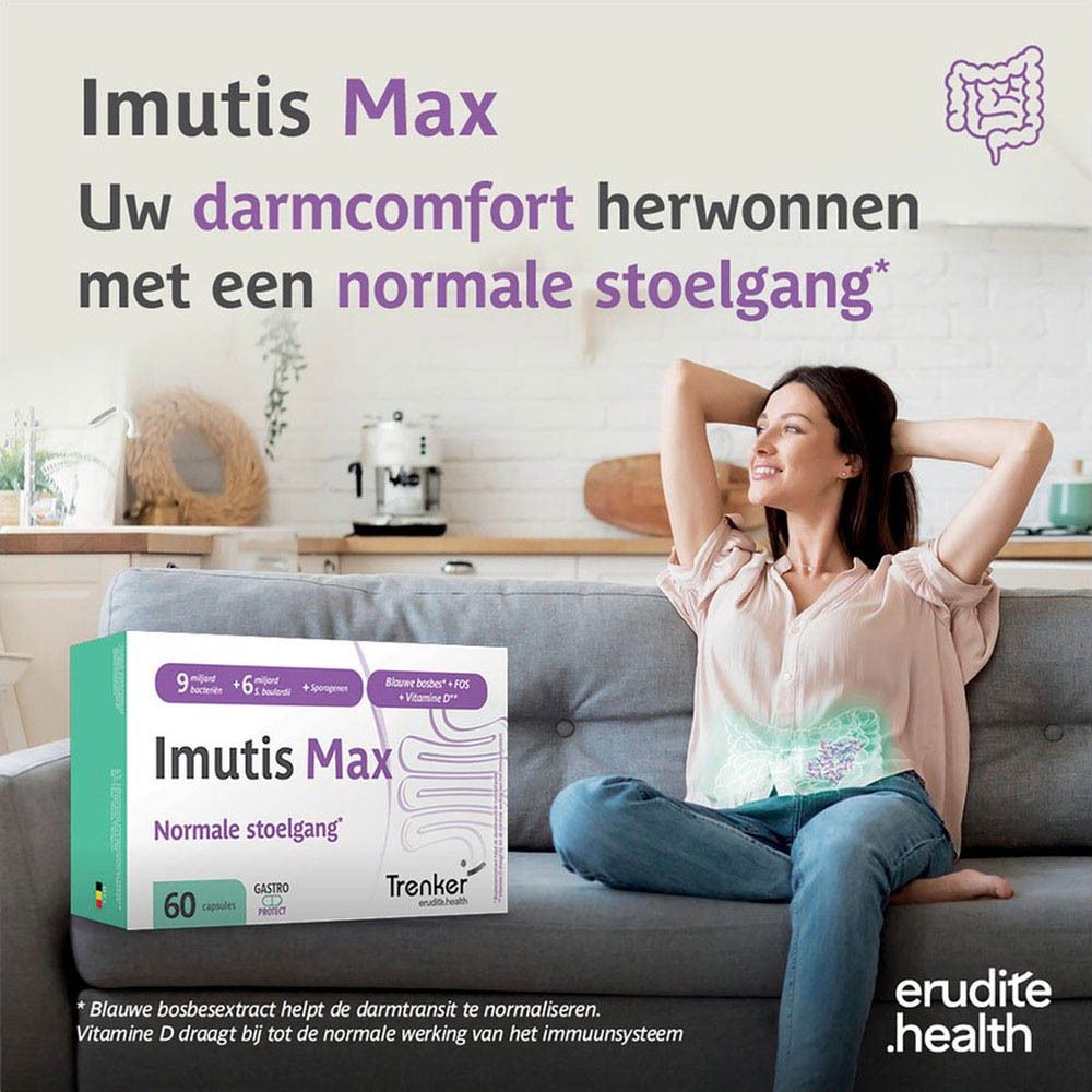 Imutis Max doos met 60 capsules, 6-in-1 formule.