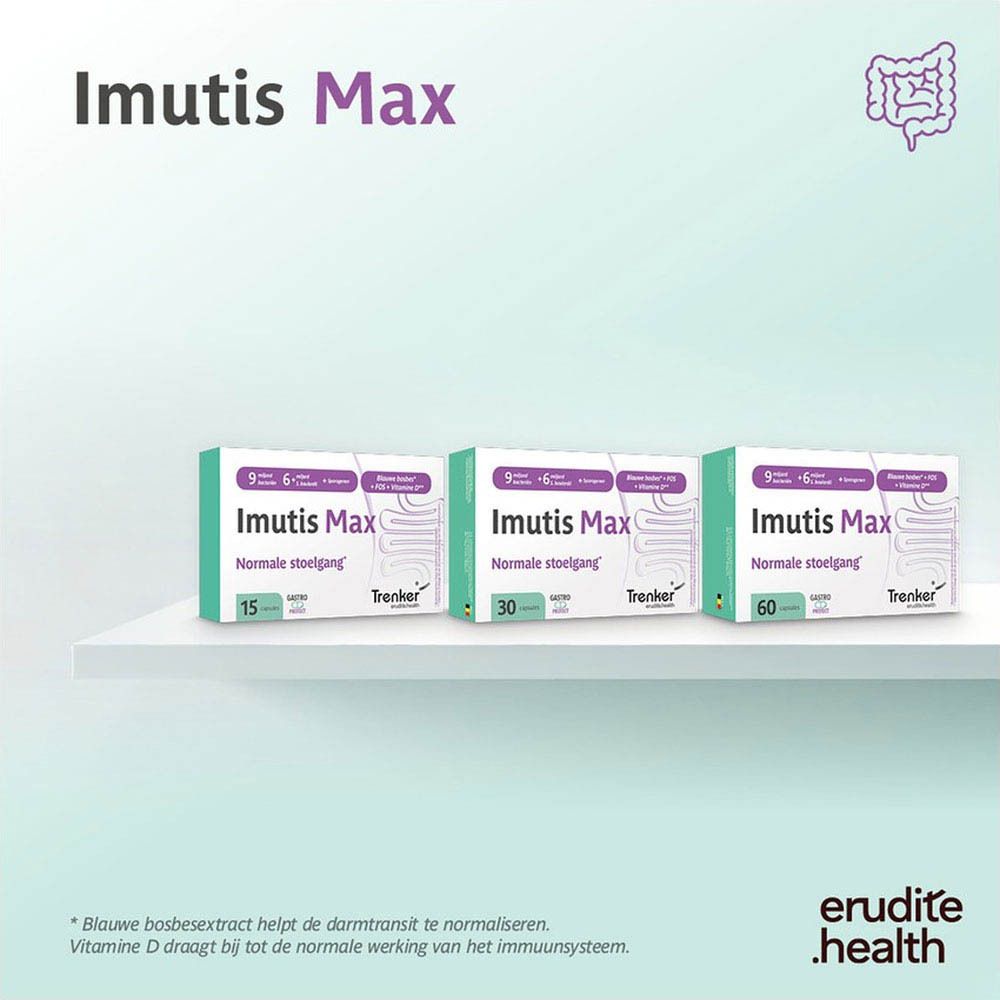 Imutis Max doos met 60 capsules, voor normale stoelgang.