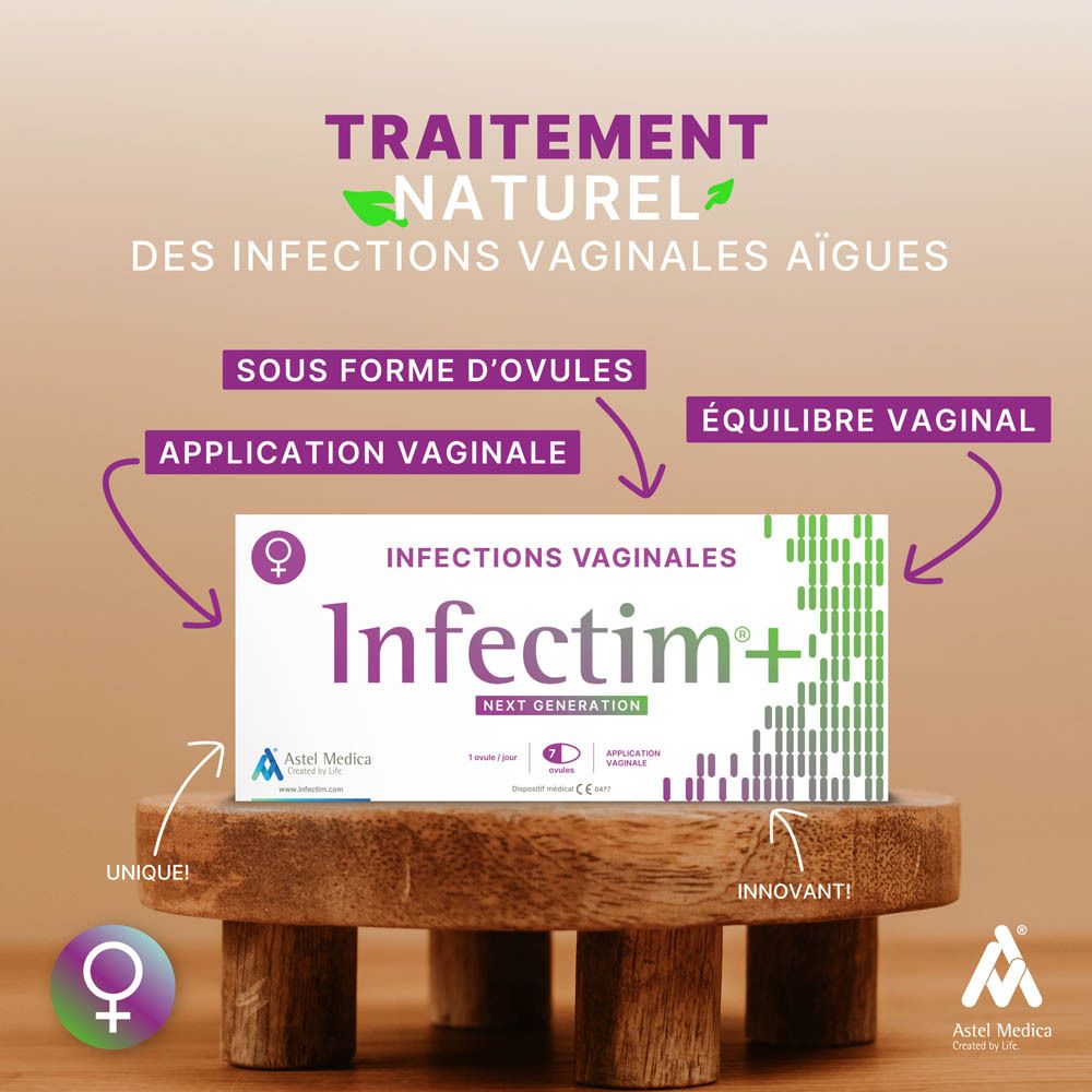 Boîte Infectim+ pour infections vaginales, 7 ovules.