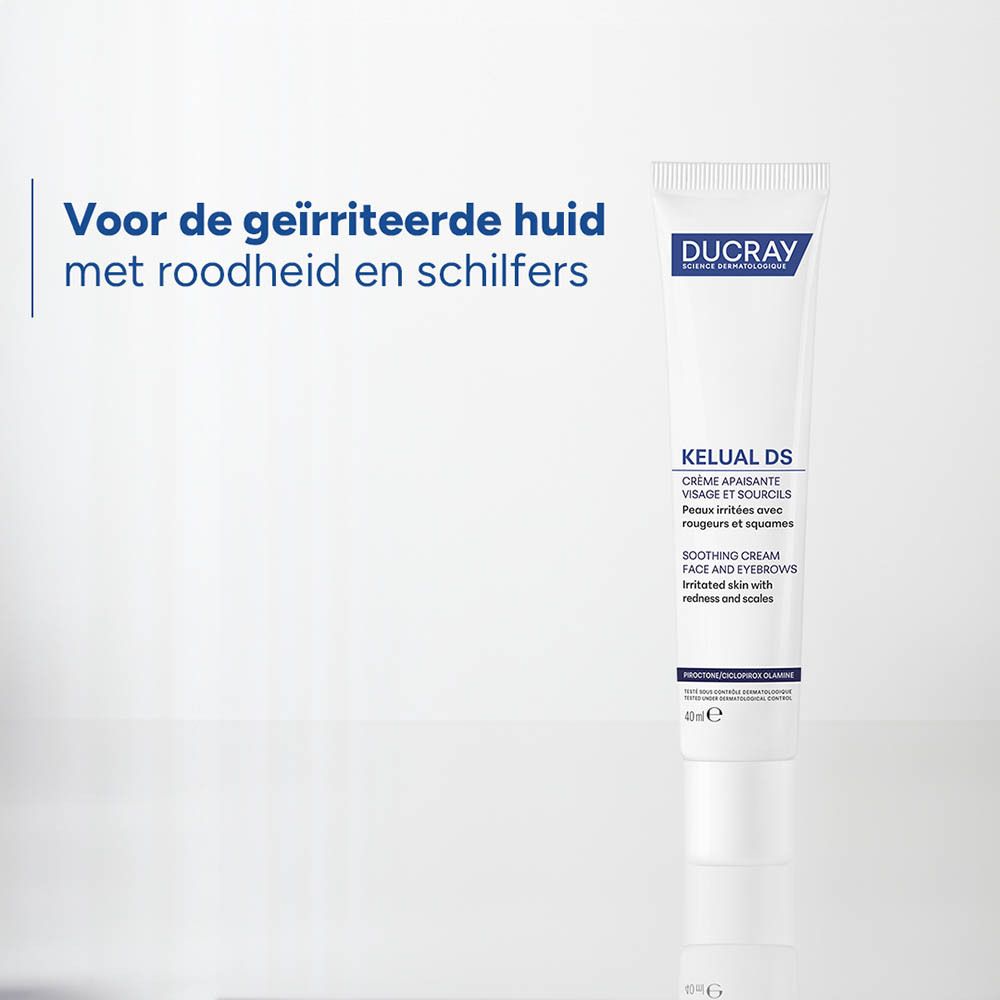 Ducray Kelual DS Kalmerende crème voor gezicht en wenkbrauwen, 40 ml tube.