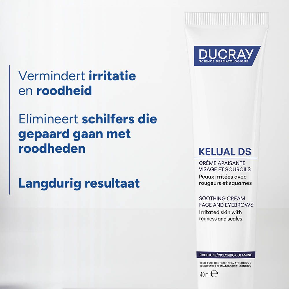 Ducray Kelual DS kalmerende crème gezicht en wenkbrauwen, 40ml tube.