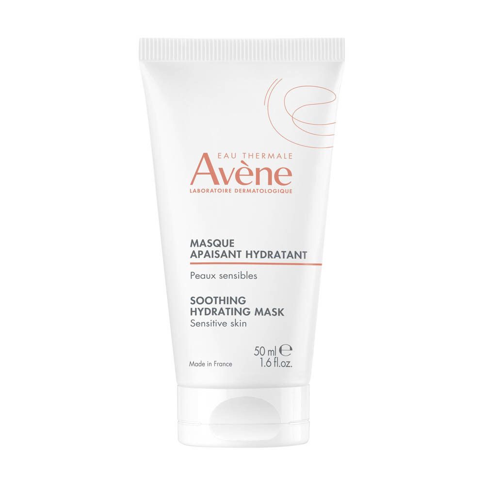 Tube blanc Avène. Masque apaisant hydratant pour peaux sensibles. 50 ml.