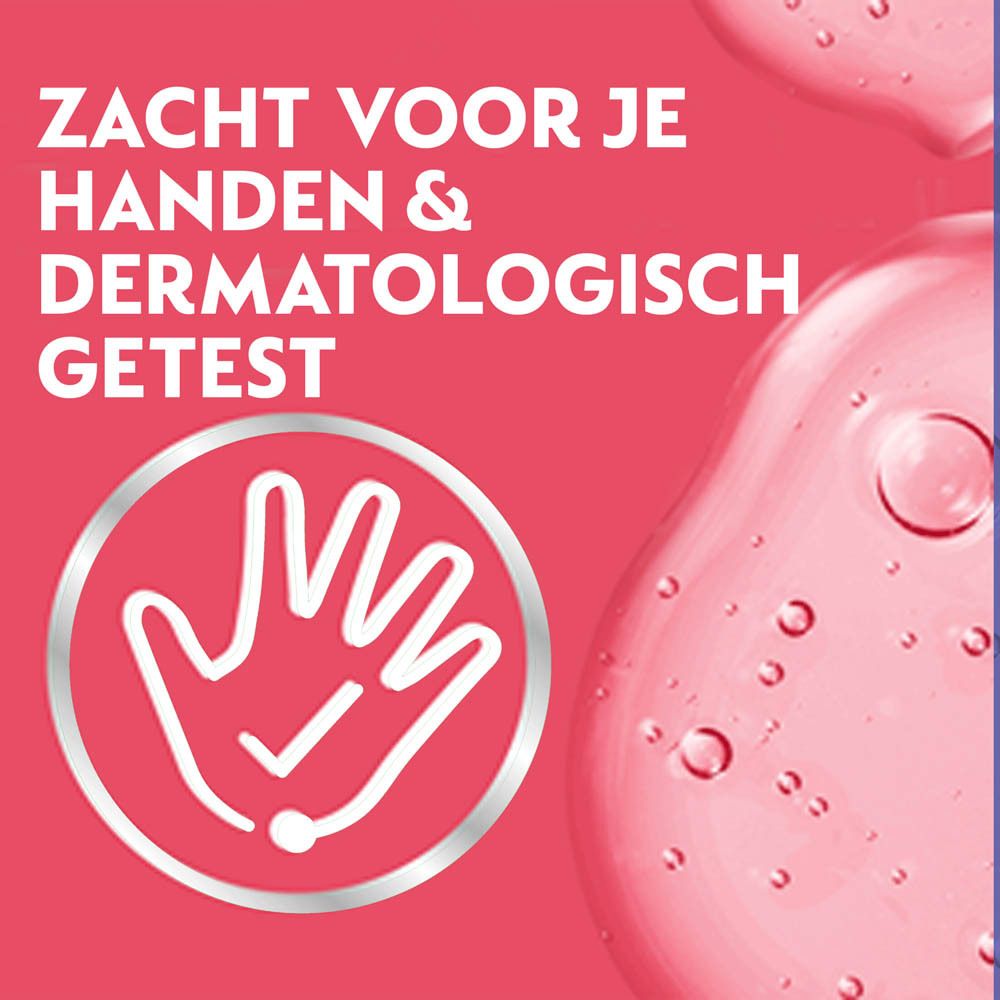 Zacht voor je handen & dermatologisch getest. Hand-symbool met vinkje.