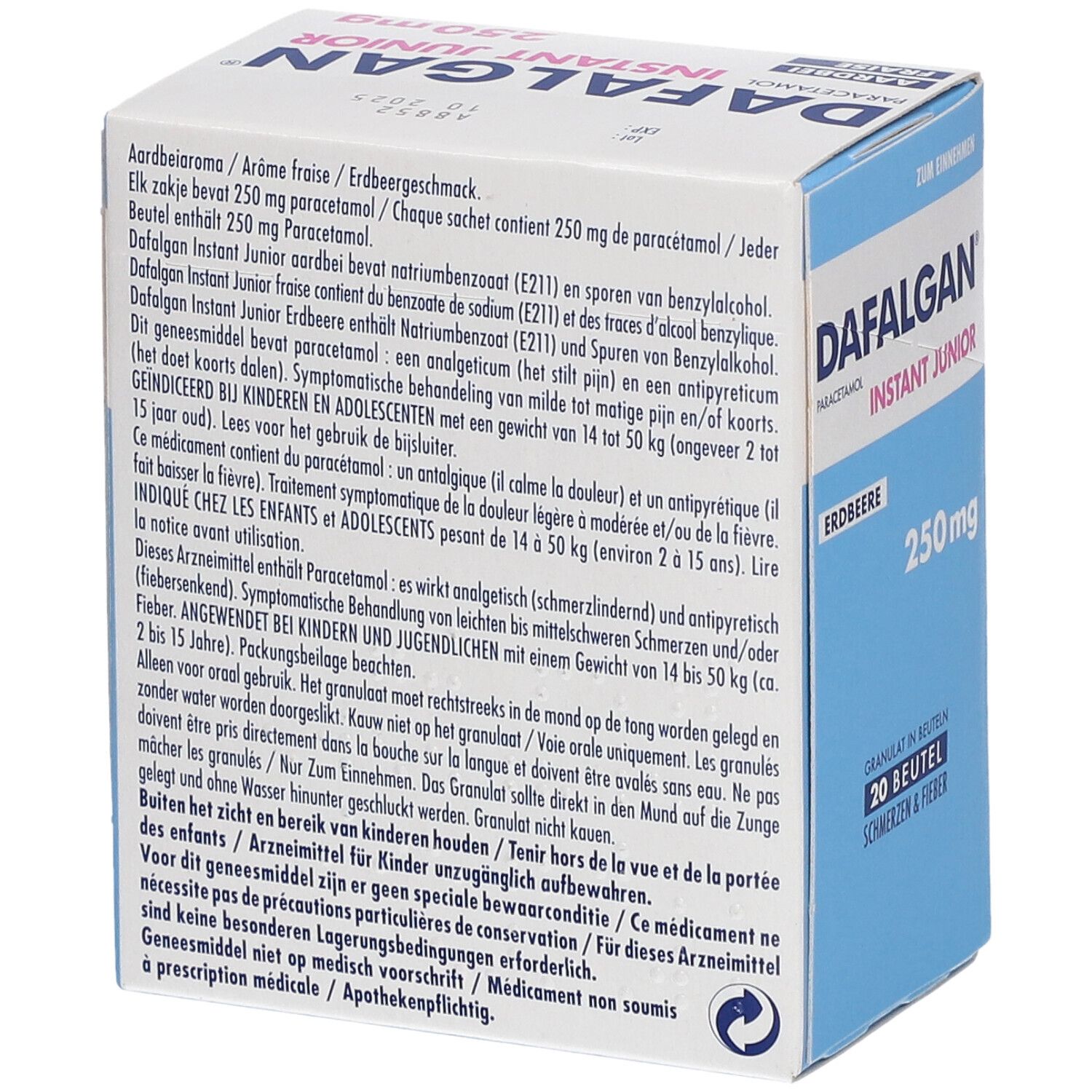 Dafalgan® Instant Junior 250 mg Paracetamol | Pijn & Koorts | Aardbei