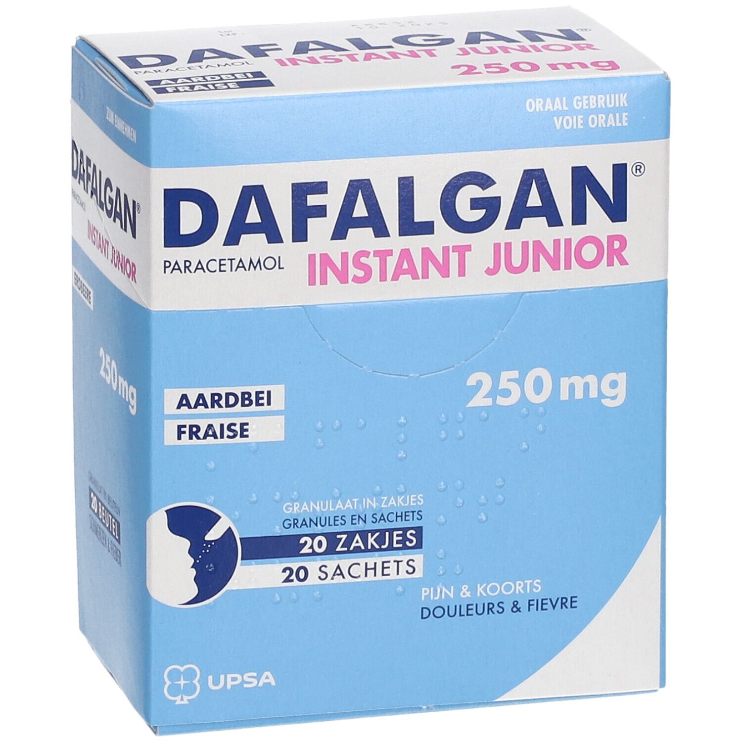 Dafalgan® Instant Junior 250 mg Paracetamol | Pijn & Koorts | Aardbei