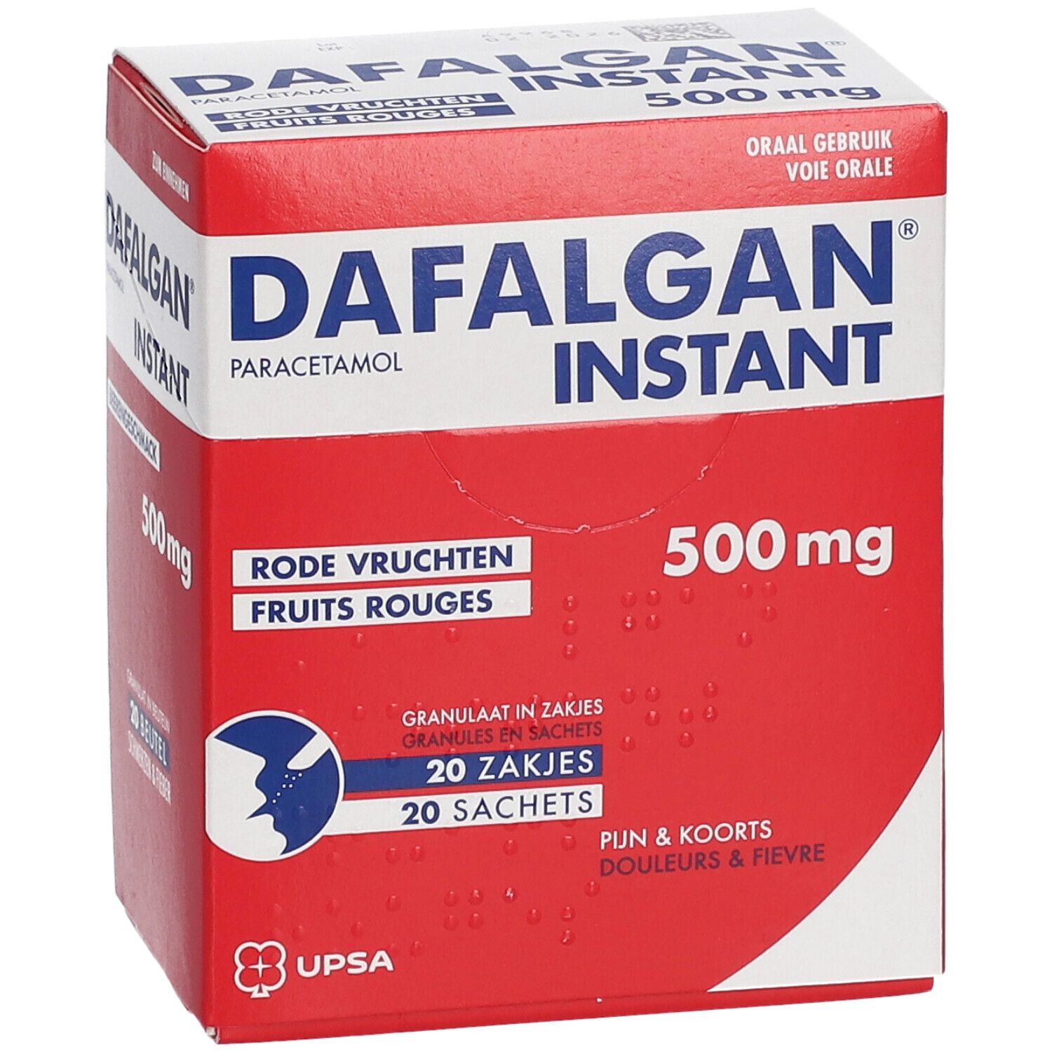 Dafalgan® Instant 500 mg Paracétamol | Douleurs & Fièvre | Fruits Rouges