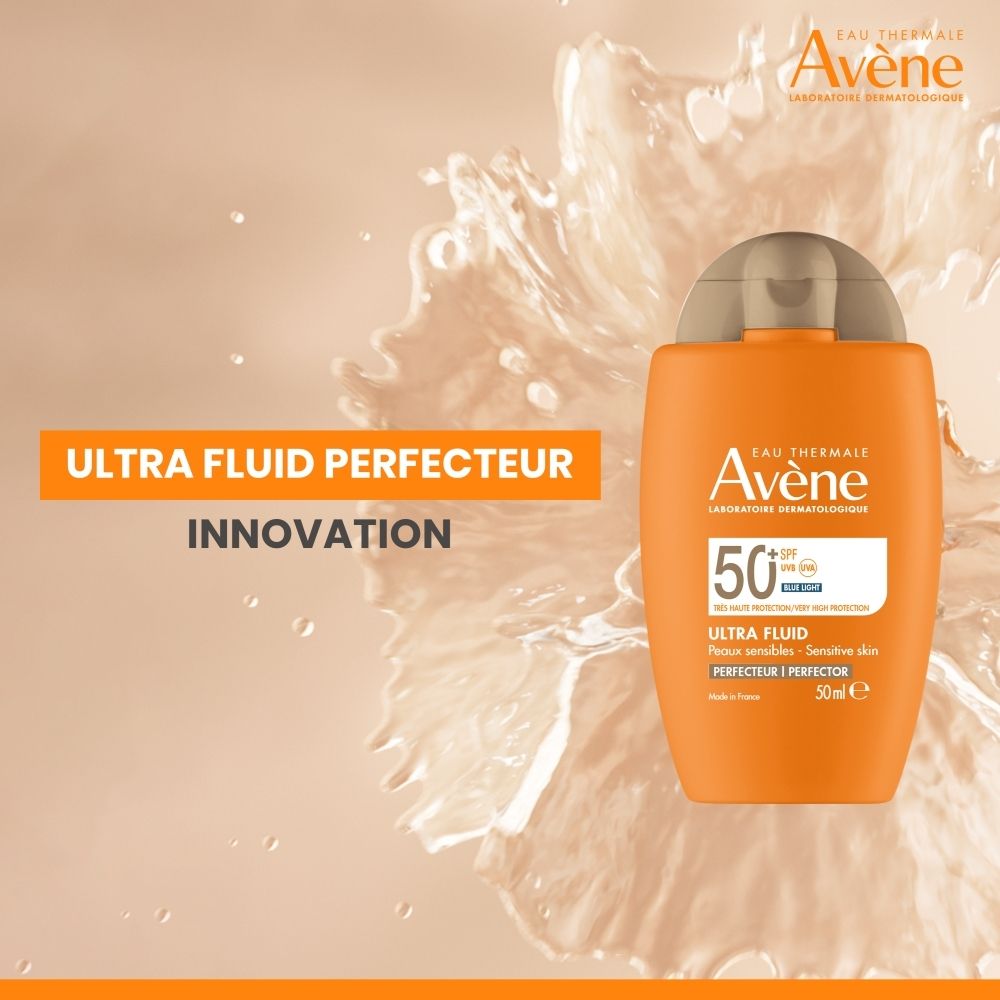 Produit dans un environnement. Texte: Ultra Fluid Perfecteur, Innovation.