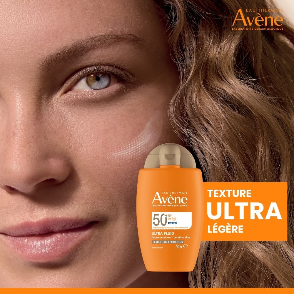 Femme avec produit. Texte: Texture Ultra Légère.