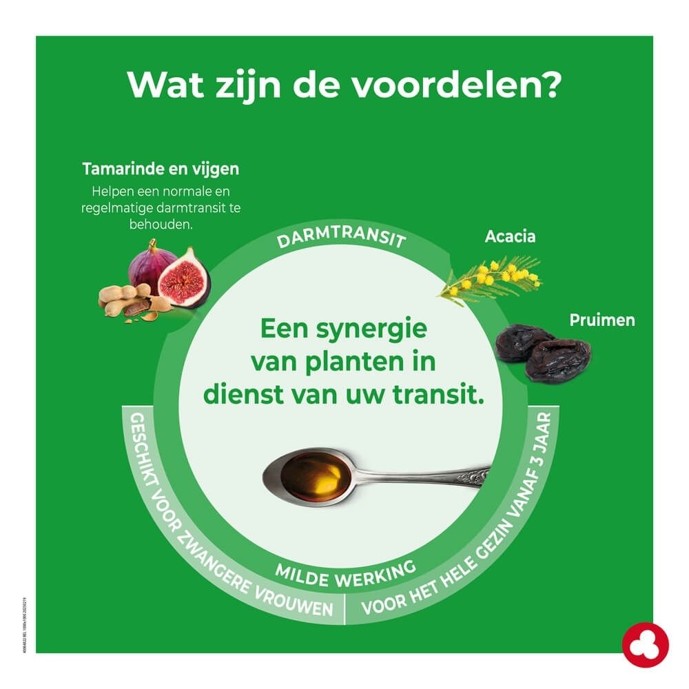 Ortis Fruits & Fibres: Doos van 250 ml siroop met appelsmaak voor de darmtransit.