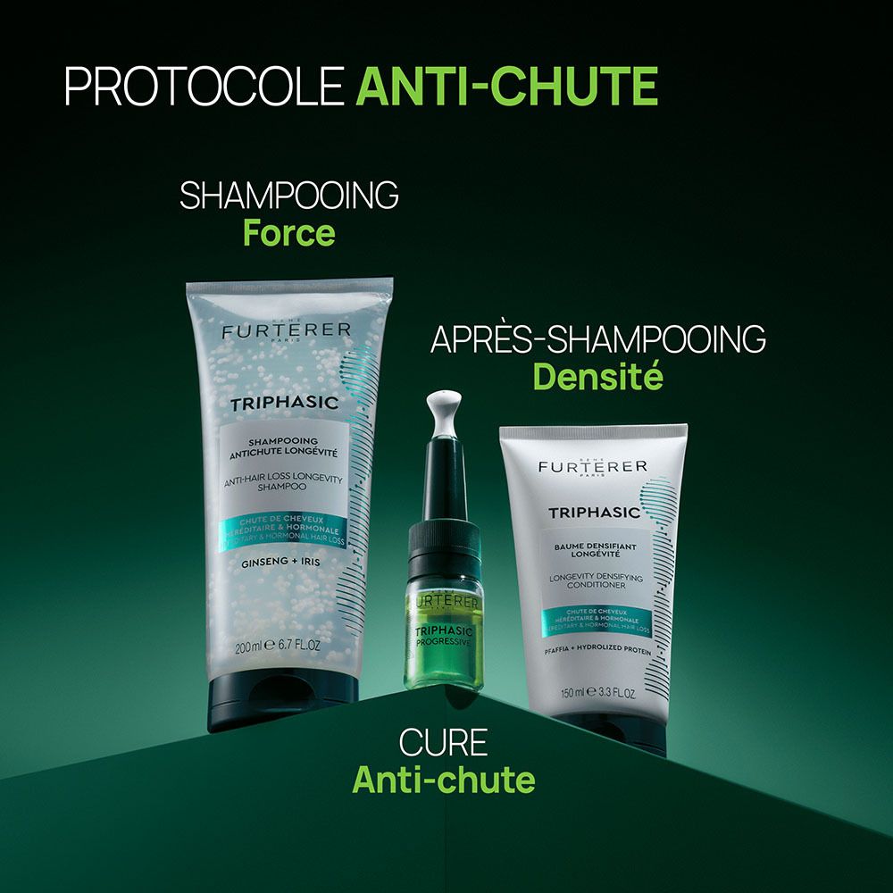 Gamme de produits René Furterer. Shampooing, ampoules et après-shampooing.