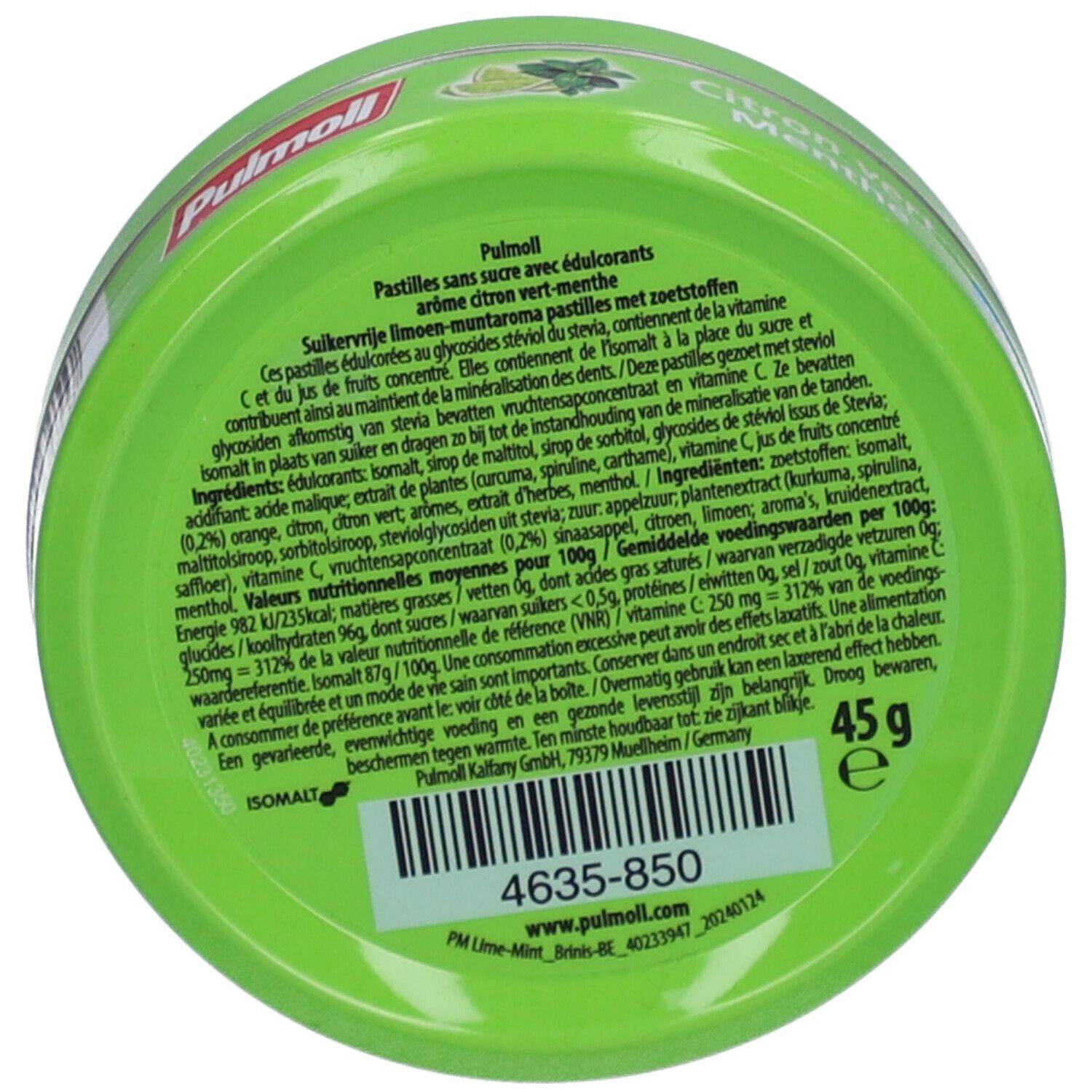 Pulmoll® Bonbons Citron vert-Menthe + Vitamine C