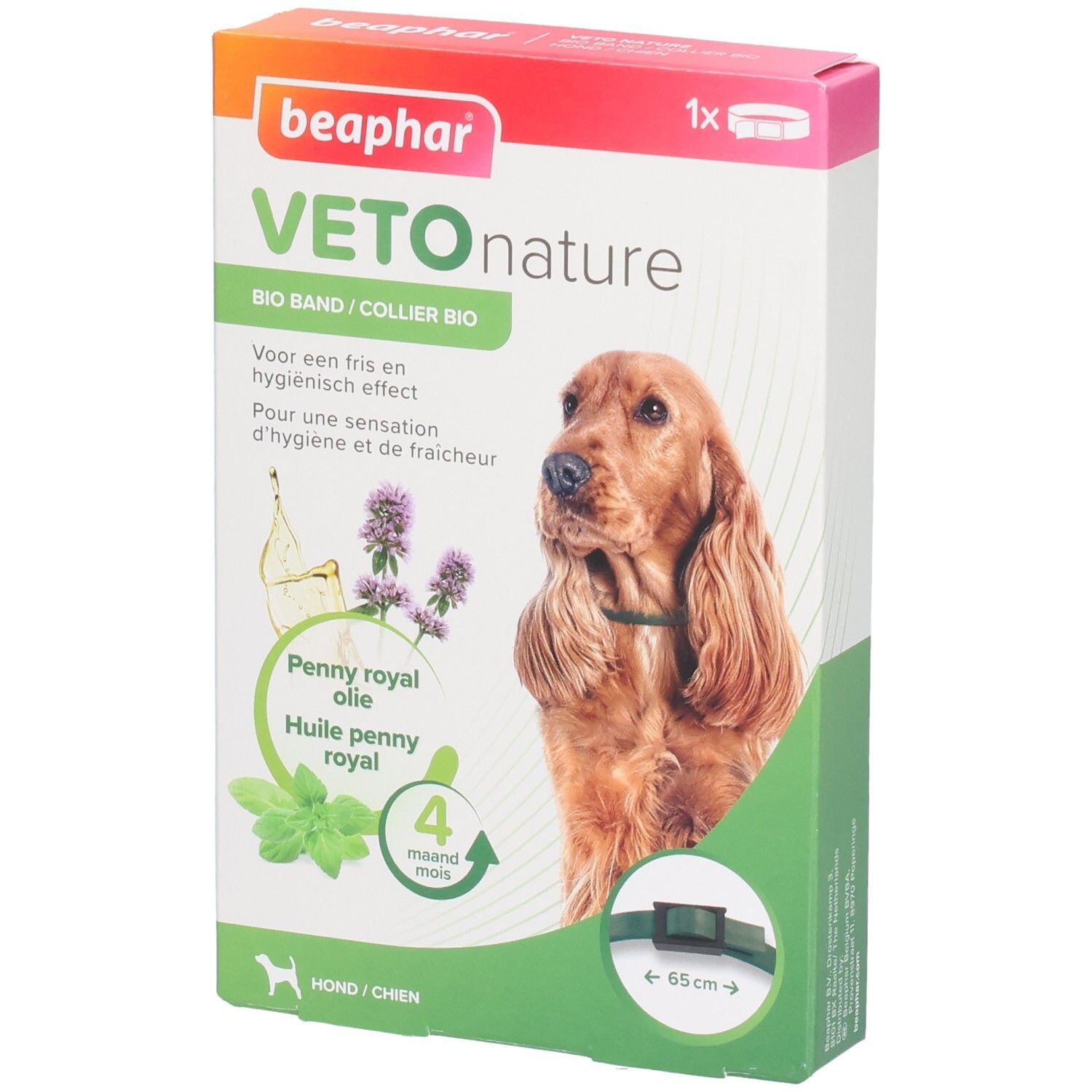 Beaphar Vetonature Bio Band hond, 65 cm. Met penny royal olie.