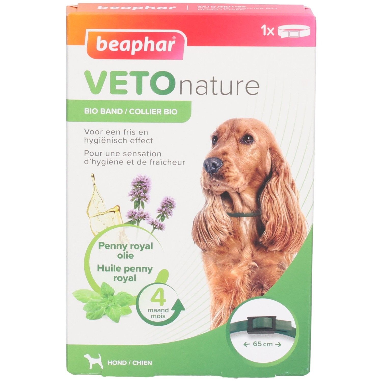 Beaphar Vetonature Bio Band hond, 65 cm. Met penny royal olie.