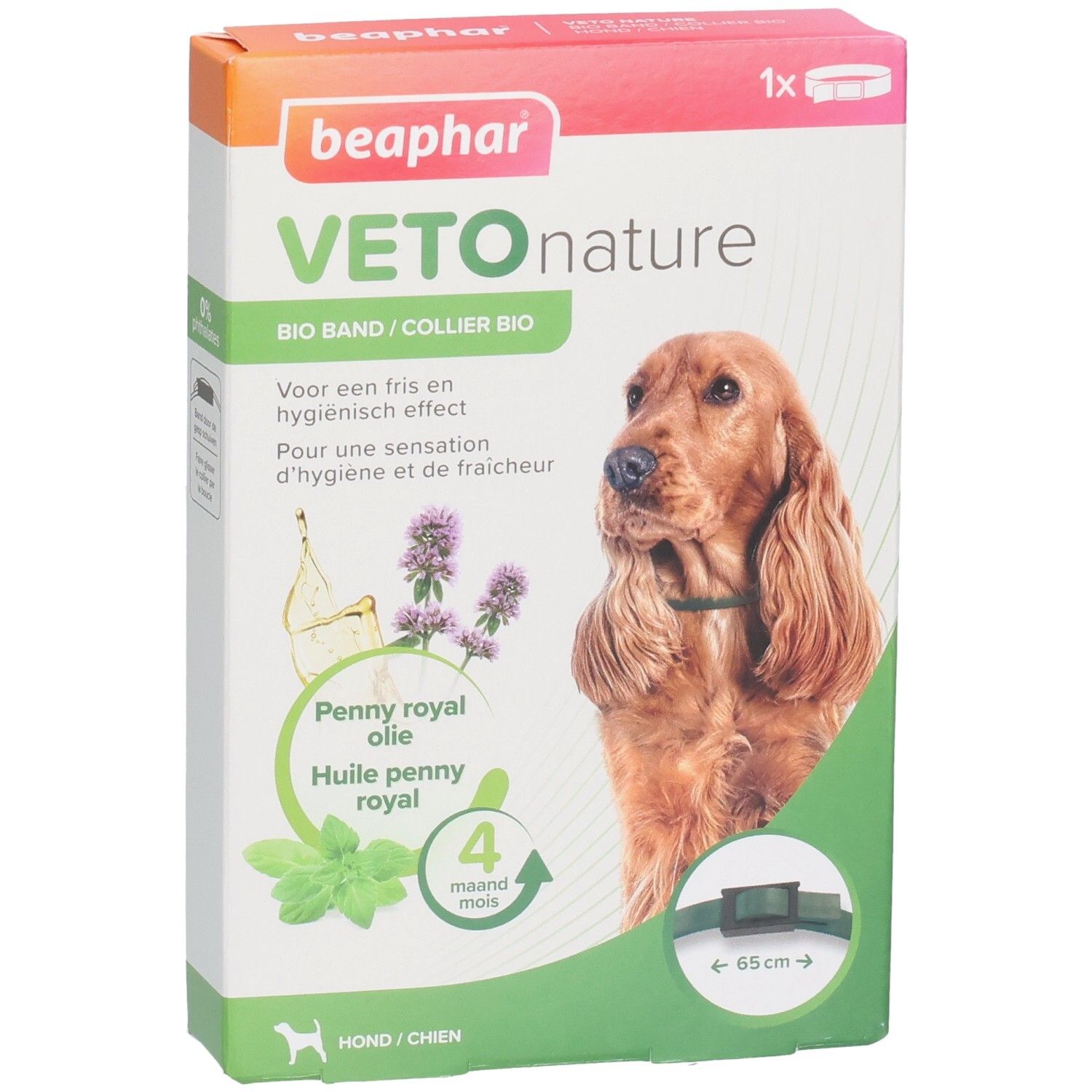 Beaphar Vetonature Bio Band hond, 65 cm. Met penny royal olie.