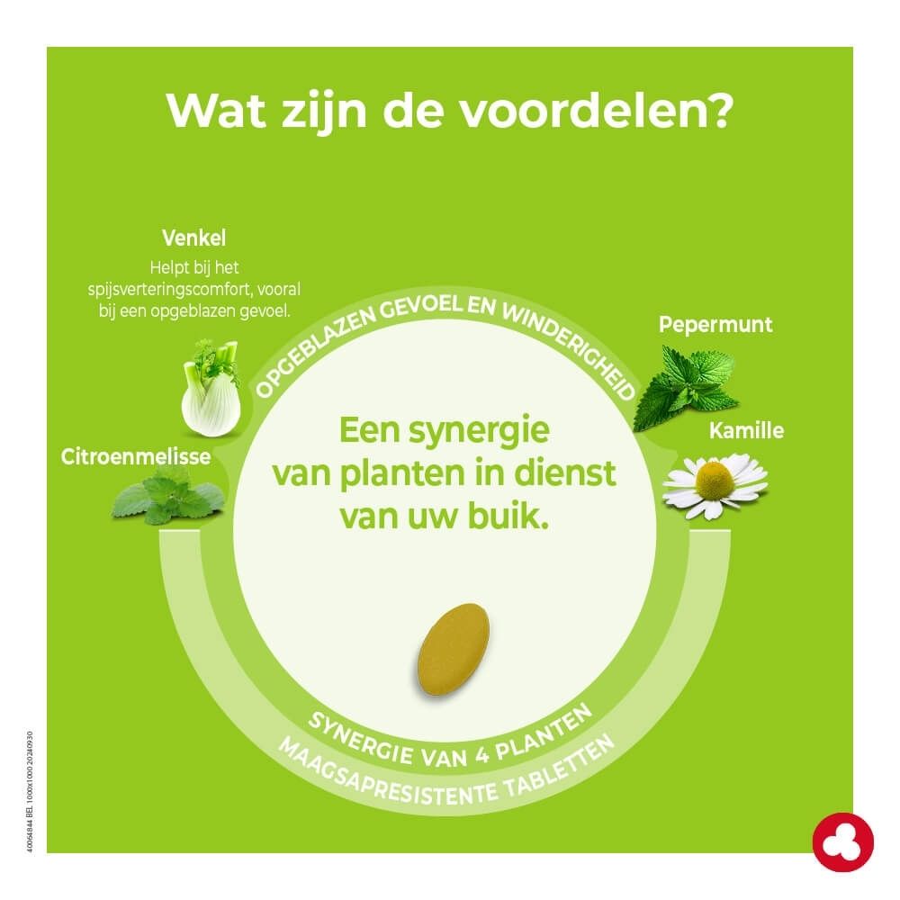 Ortis Colon Relax Forte verpakking met kamillebloem, 30 maagsapresistente tabletten.