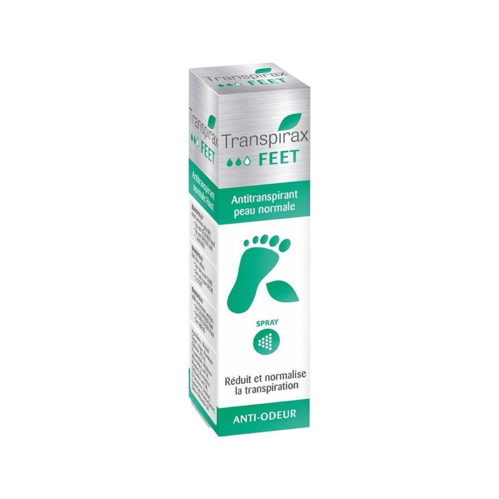 Transpirax Feet Antitranspirant normale huid. Sprayfles met voetsymbool. Anti-geur.