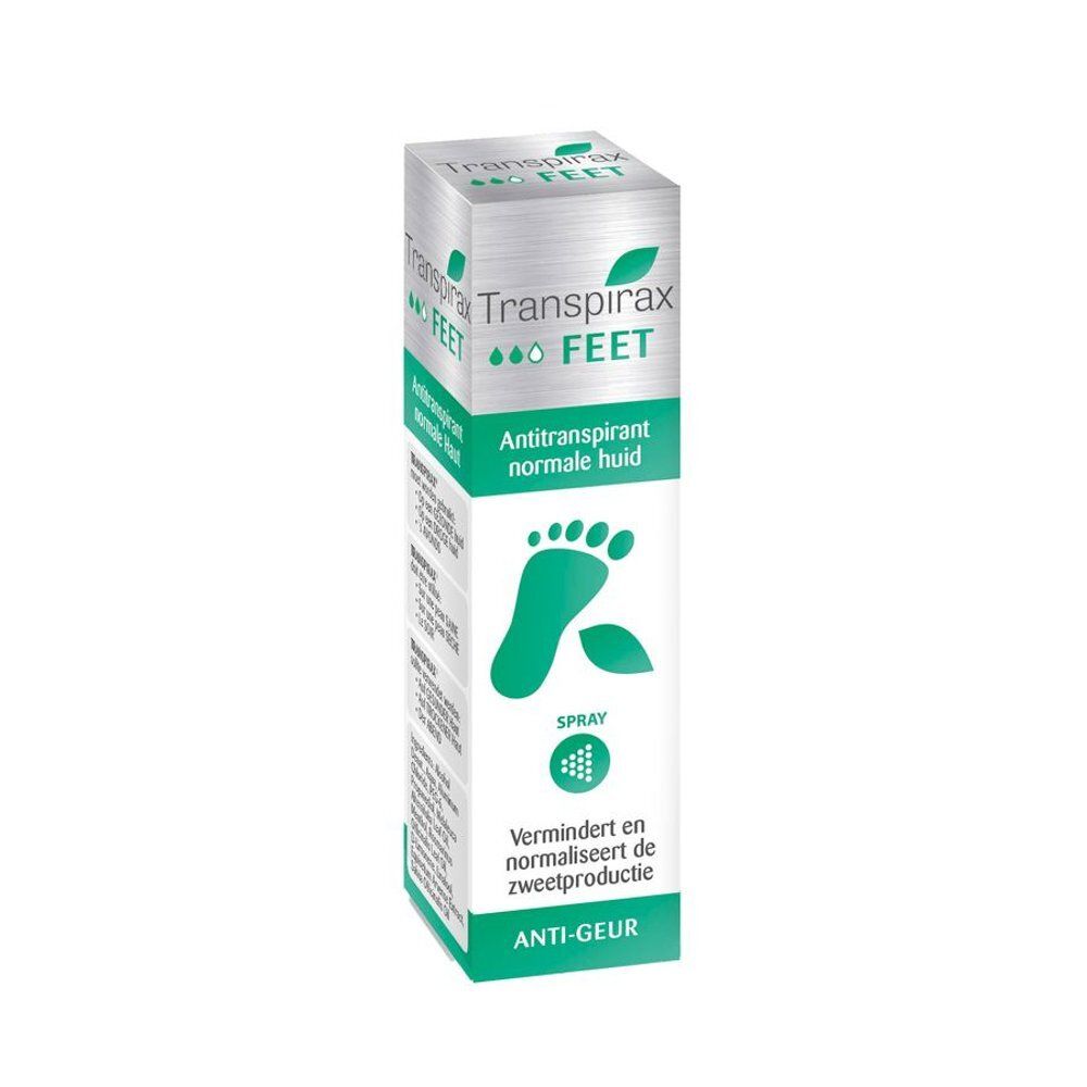 Transpirax Feet Antitranspirant normale huid. Sprayfles met voetsymbool. Anti-geur.