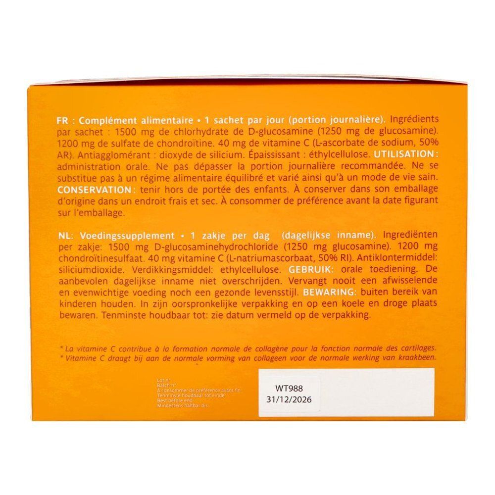 Dos de la boîte Biocondil. Texte en français et néerlandais. Contient 180 sachets. Marque : Trenker.