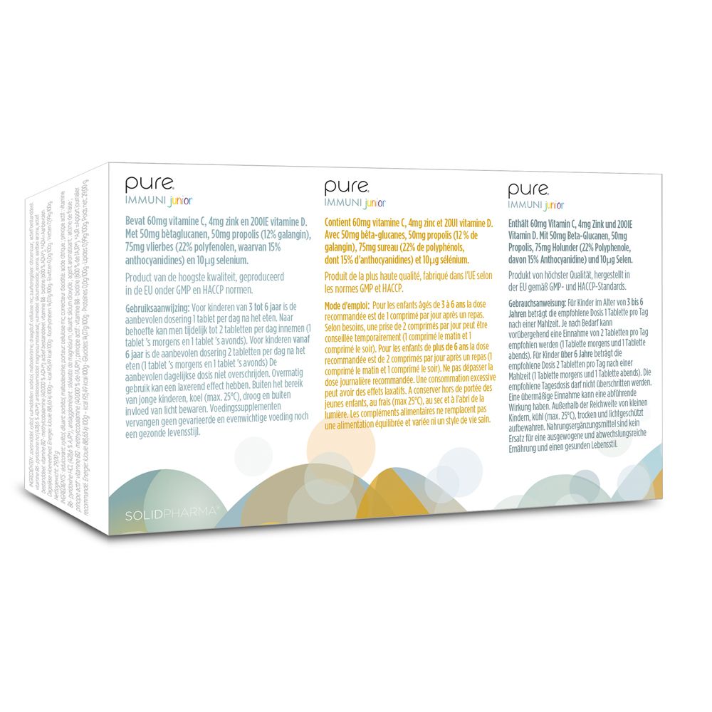 Dos de la boîte blanche. Texte en allemand, français, italien et néerlandais. Informations sur le produit.