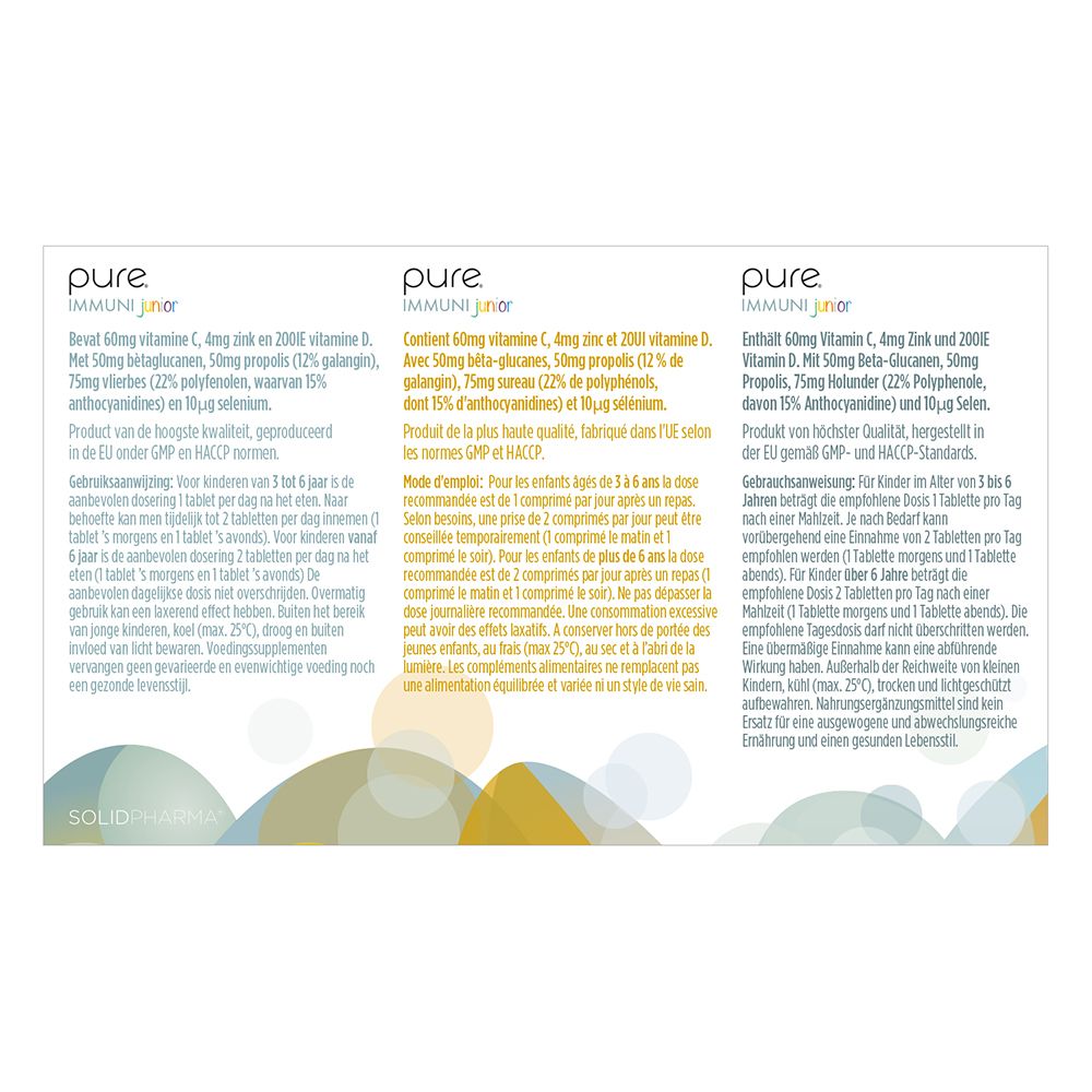 Vue latérale de la boîte blanche. Texte en allemand, français, italien et néerlandais. Informations sur le produit.