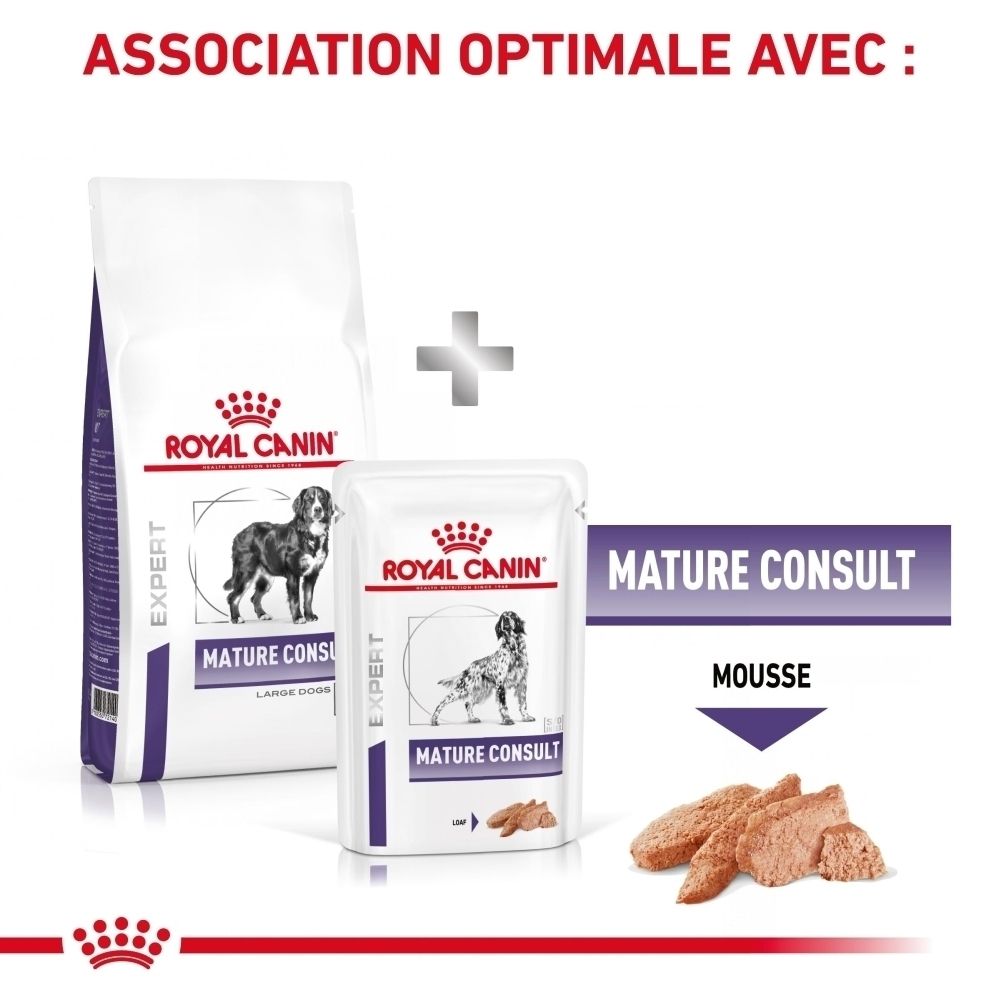Combinaison de croquettes et de nourriture humide Royal Canin Expert Mature Consult L.