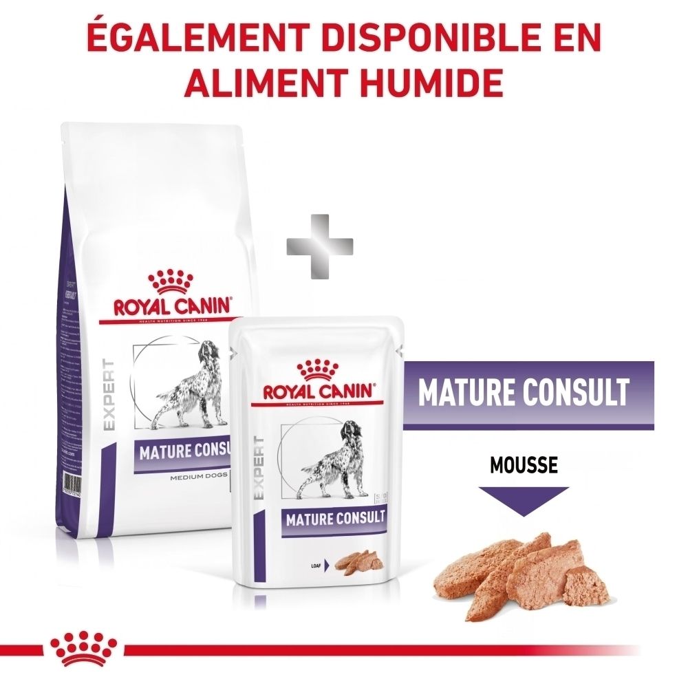 Royal Canin VET-D Mature Consult Medium Dog : Également disponible en alimentation humide.