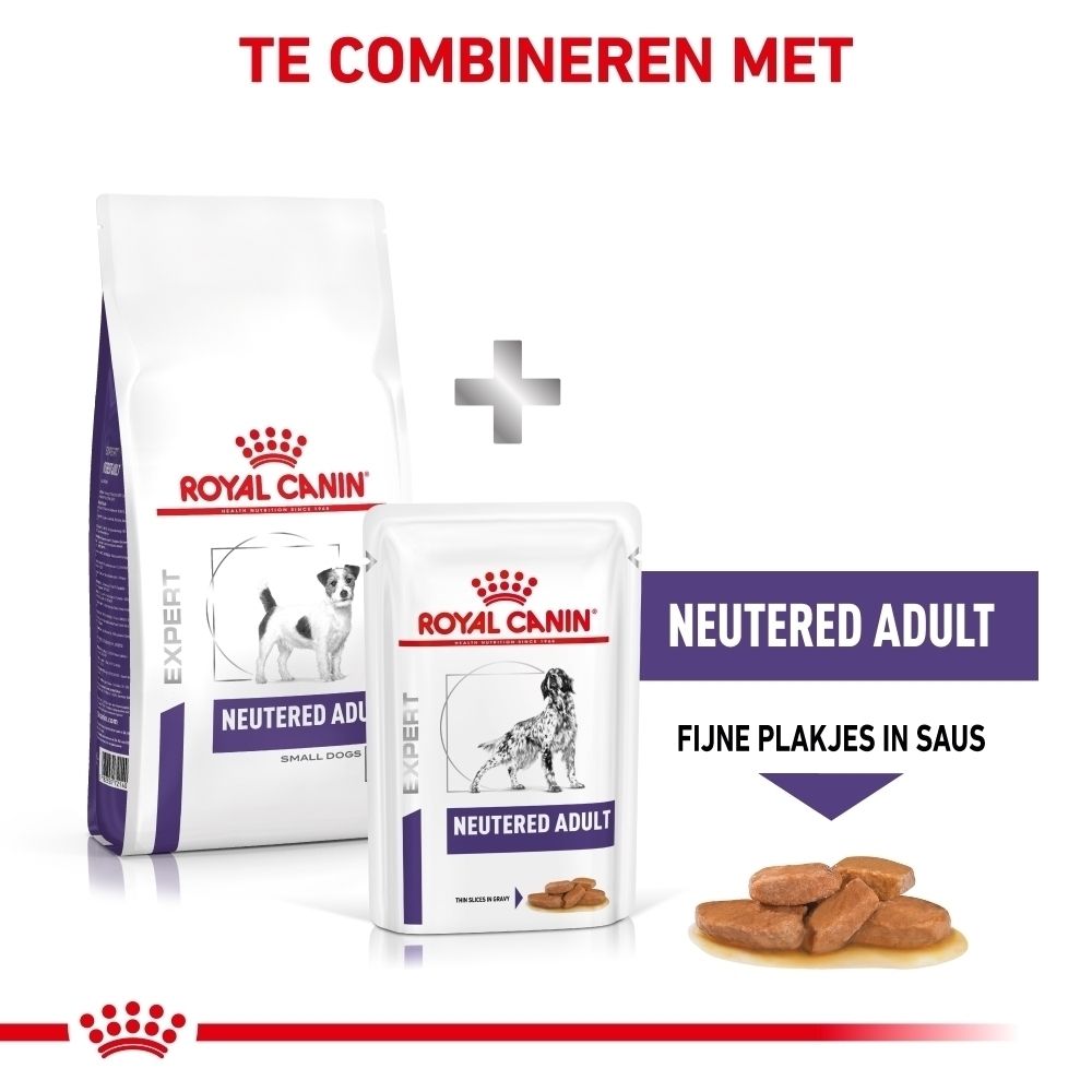 Royal Canin voer voor gesteriliseerde volwassen honden: droog- en natvoer.