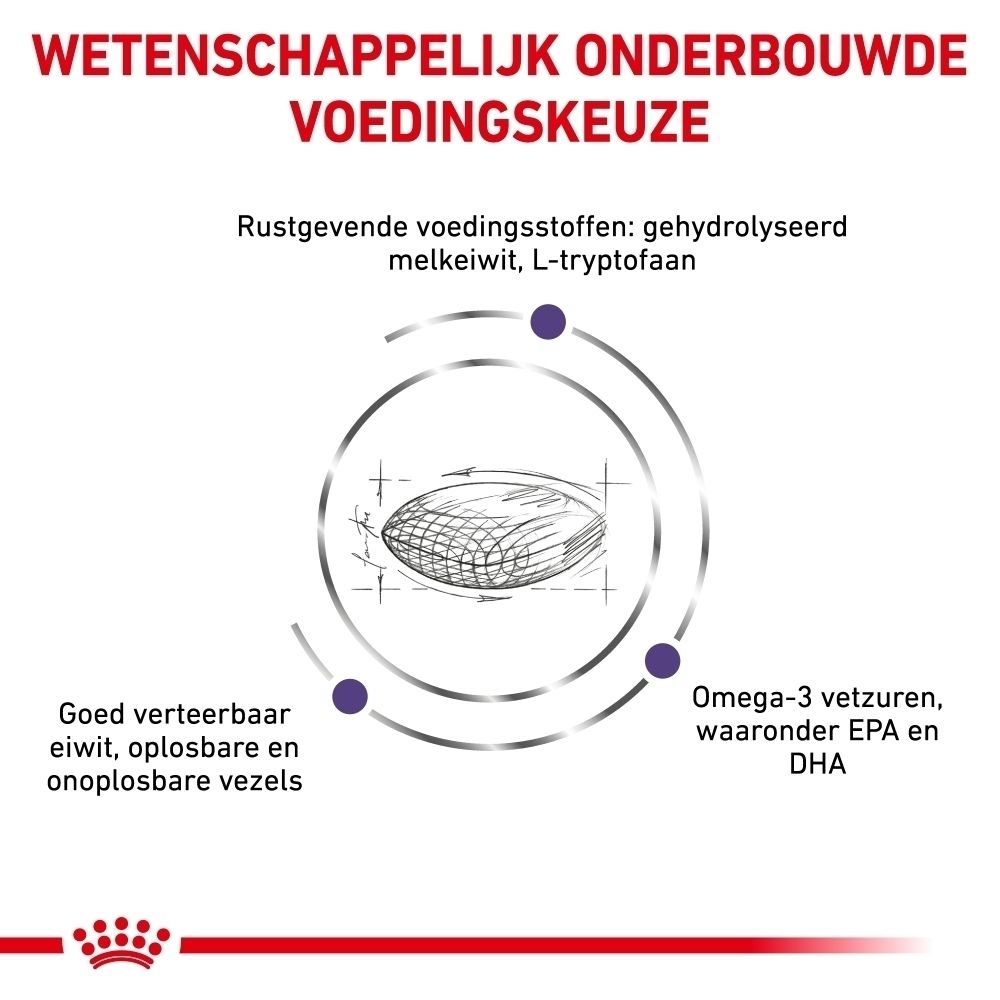 Grafiek over wetenschappelijk ontwikkelde voeding, met kalmerende voedingsstoffen en omega-3 vetzuren.