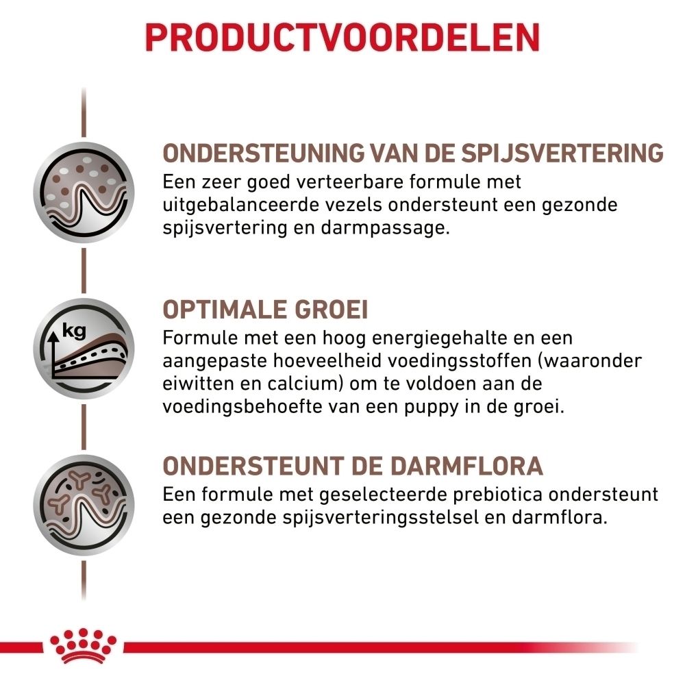 Productvoordelen: Ondersteuning van de spijsvertering, optimale groei, ondersteunt de darmflora.