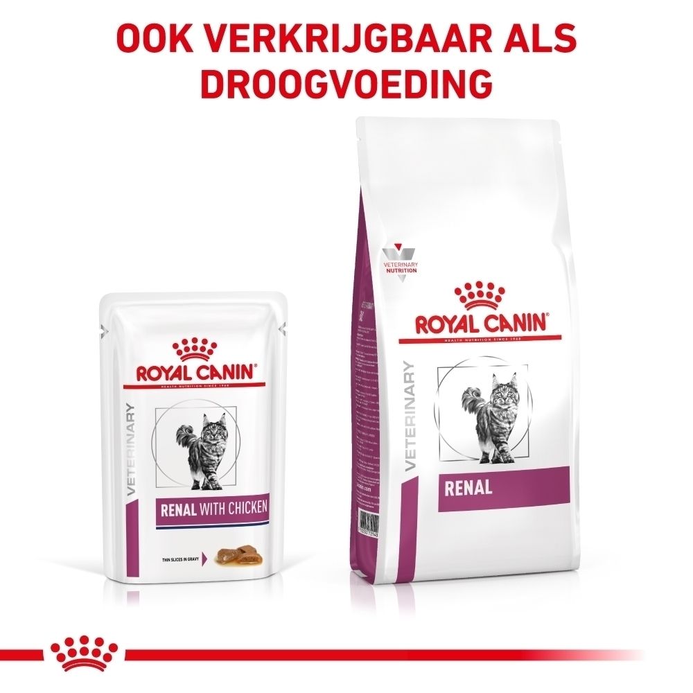 ROYAL CANIN Veterinary Renal Chicken Enkel zakje met inhoud in saus.