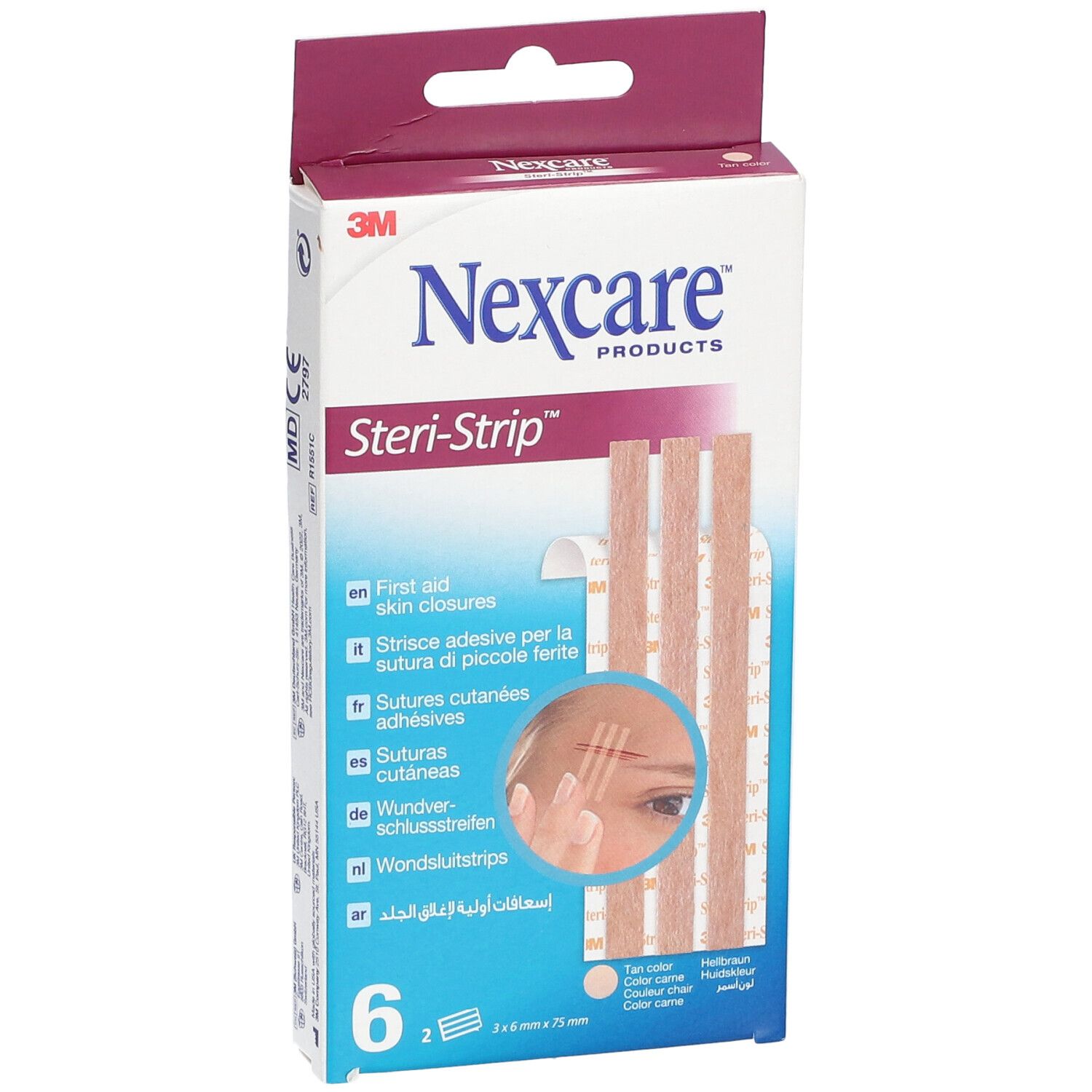 Nexcare™ Steri-Strip™ Sutures Cutanées Couleur de Peau 6 mm x 75 mm