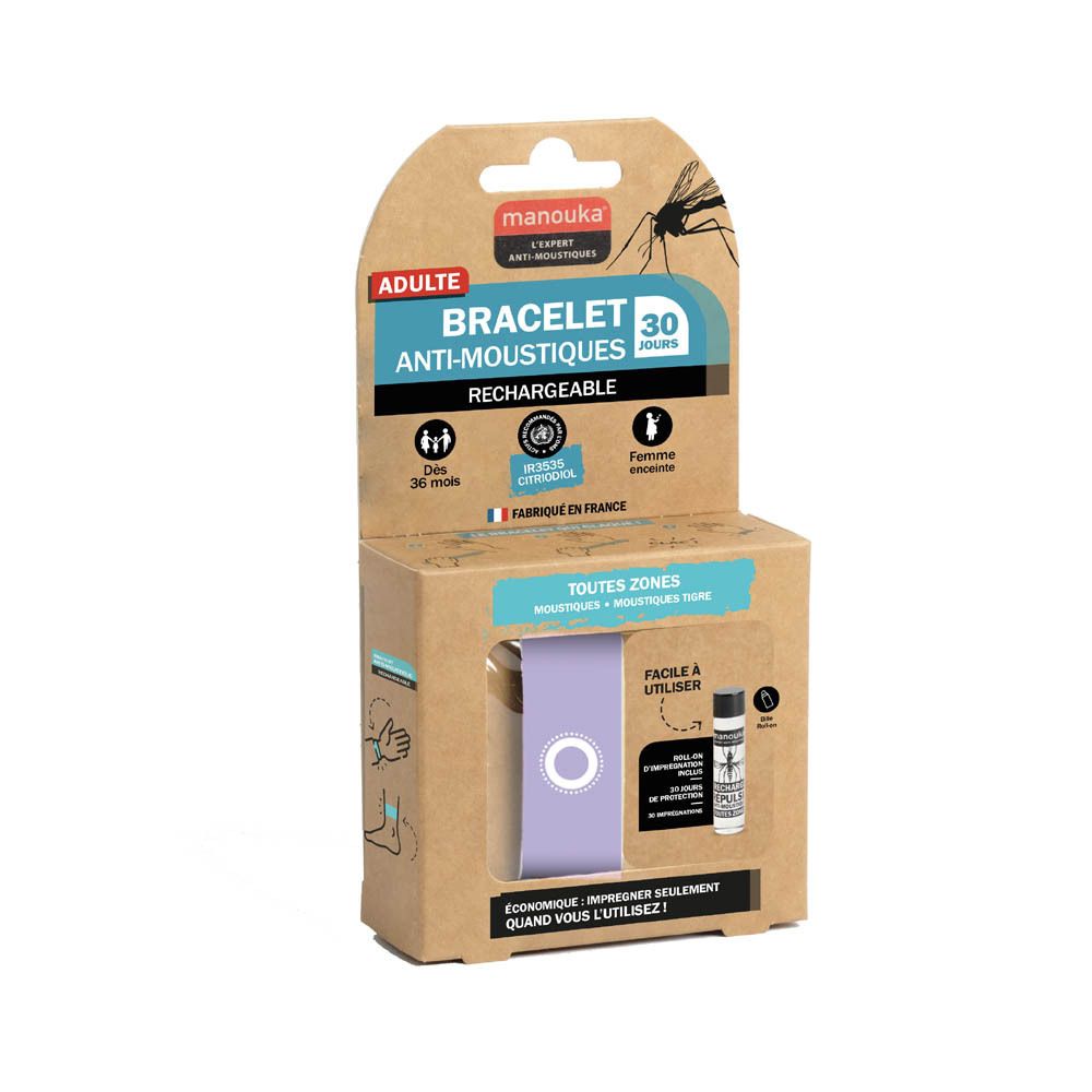 Manuka anti-muggenarmband voor volwassenen, oplaadbaar, 30 dagen bescherming.