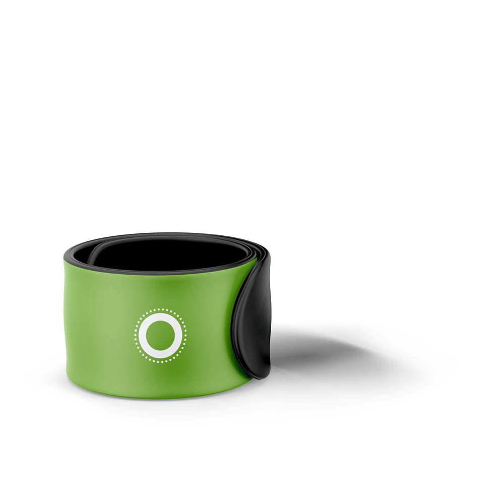 Manouka armband tegen muggen, oplaadbaar. Groene kleur, verpakking.