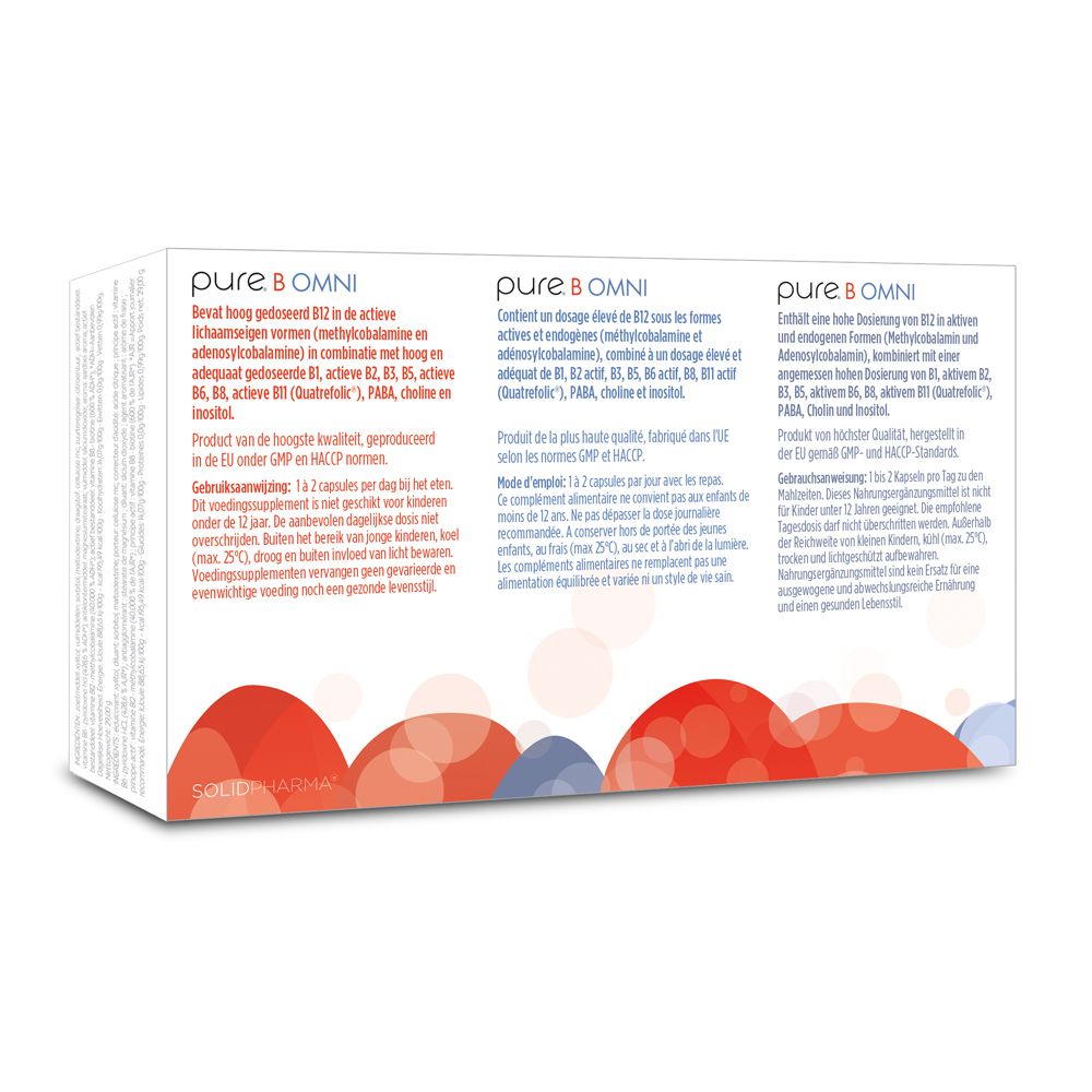 Dos de la boîte blanche avec texte en trois langues. Contient des informations sur le produit.