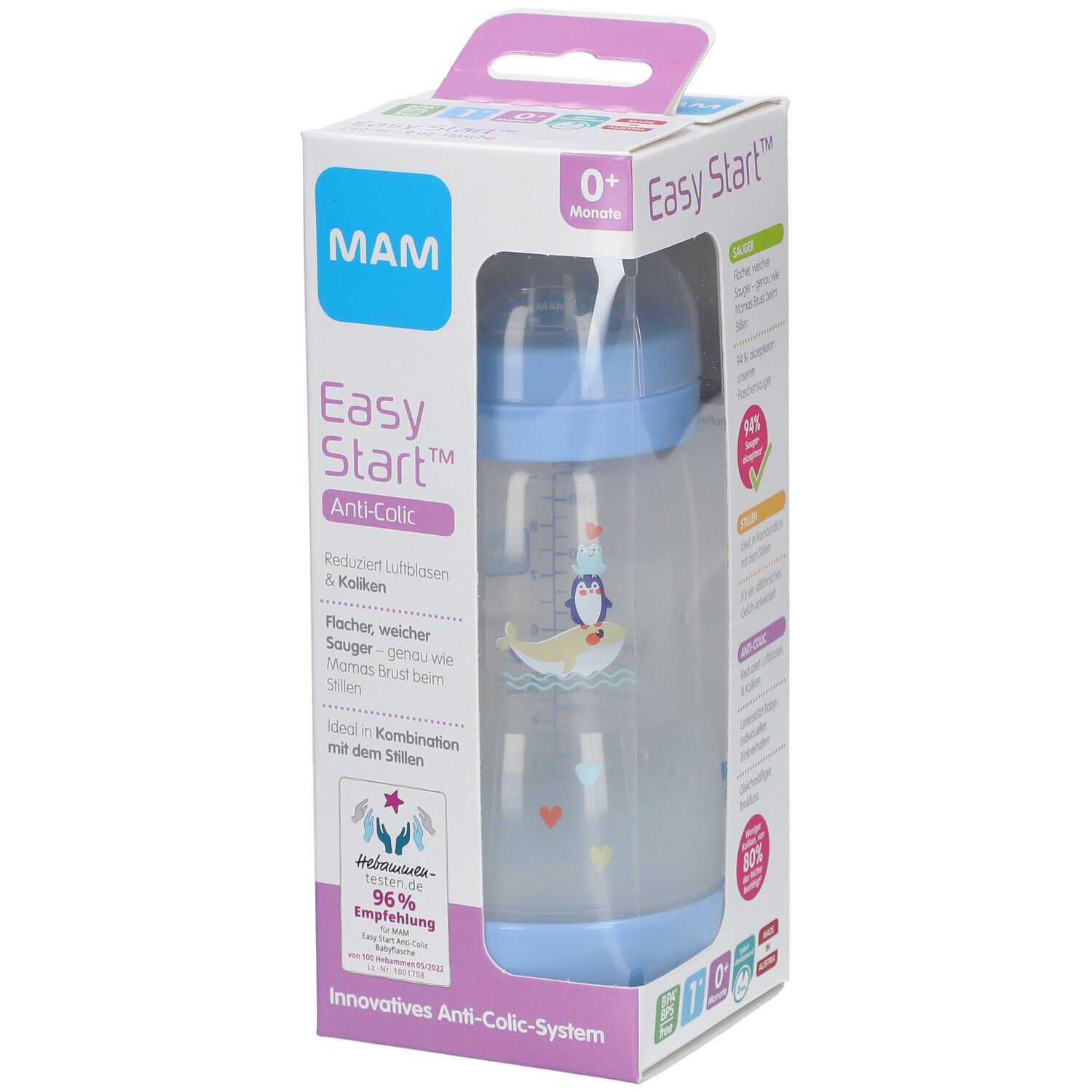MAM Easy Start™ Anti-Colic Zuigfles Blauw 260ml