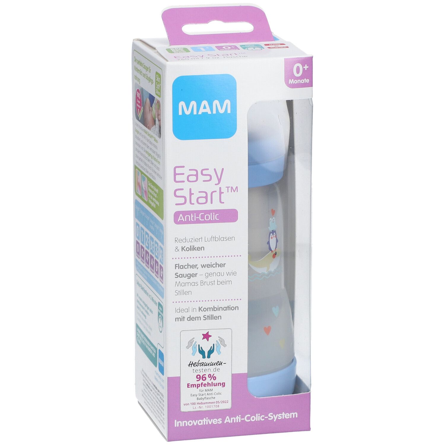 MAM Easy Start™ Anti-Colic Zuigfles Blauw 260ml