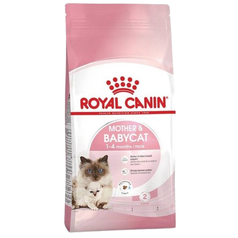 Royal Canin Mother & Babycat 10kg droogvoer zak met kattenafbeelding.