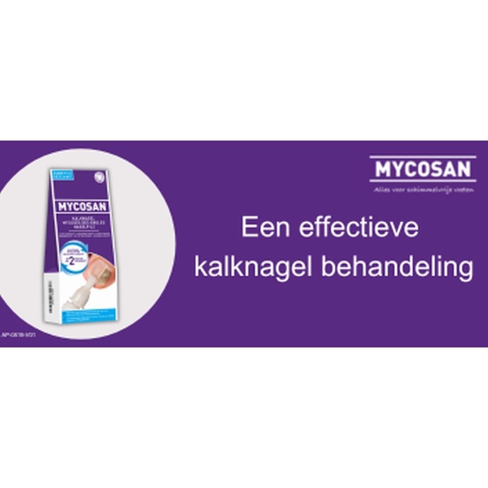 Mycosan logo. Effectieve kalknagel behandeling. Geschikt voor diabetici. Klinisch bewezen.