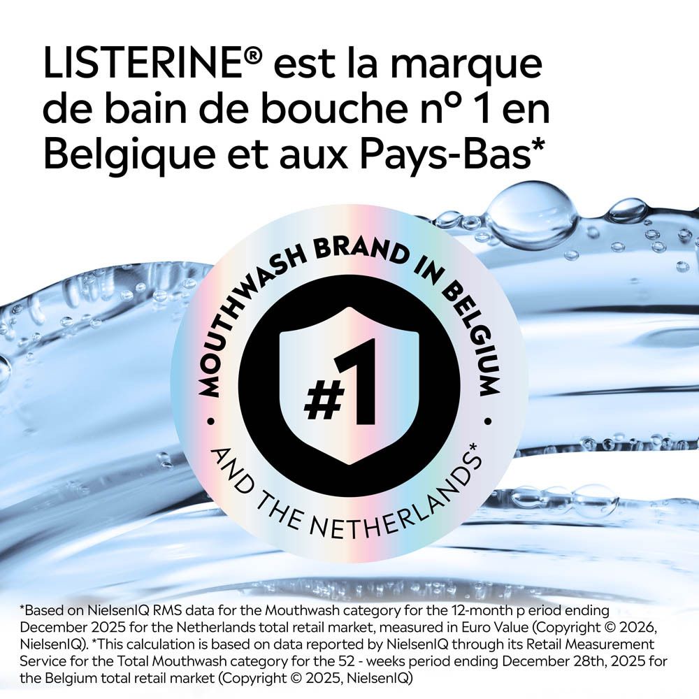 Bain de bouche Listerine Total Care, 500ml, avec sceau 'Mouthwash Brand #1'.