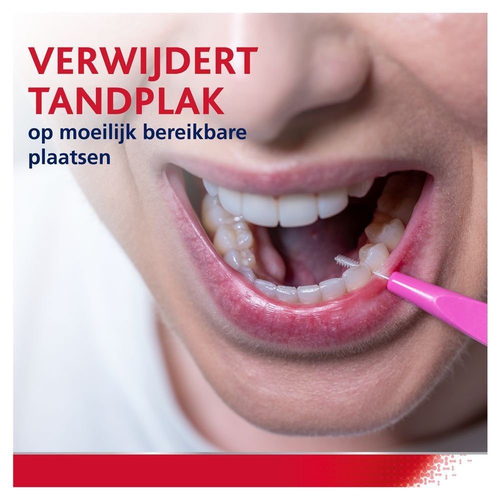 Arts met tandmodel. Tekst: Ontworpen door onze tandvleesexperts, klinisch bewezen.