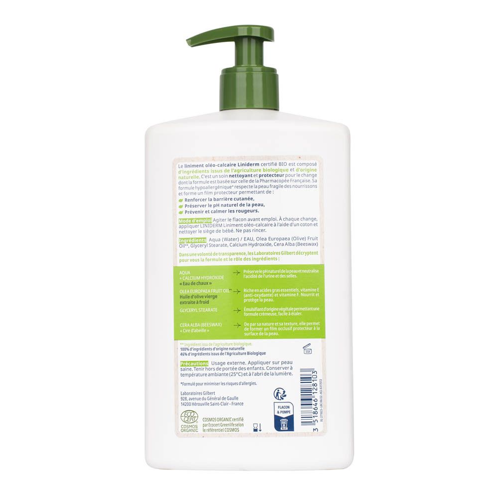 Achterkant van de witte fles met groene pomp. Tekst in meerdere talen. Informatie over samenstelling en gebruik.