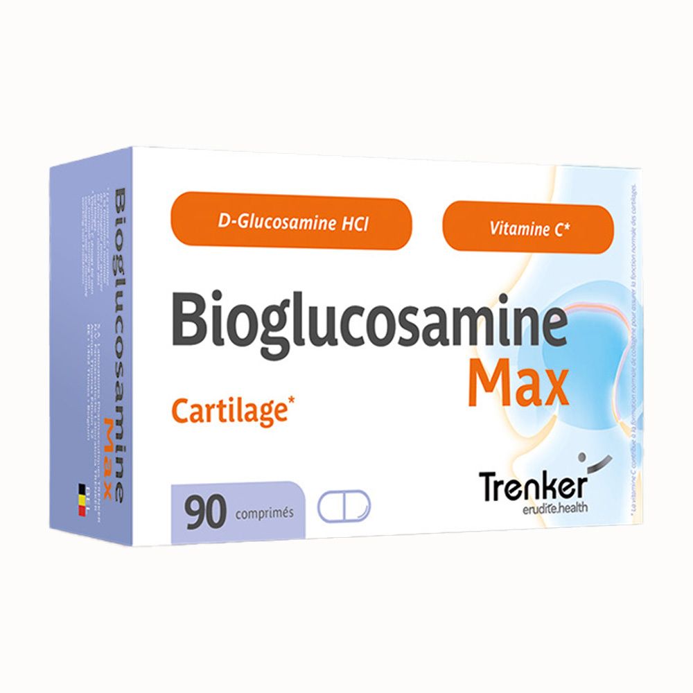 Bioglucosamine Max : Solution pour des articulations souples, avec images de mains, coudes et genoux.